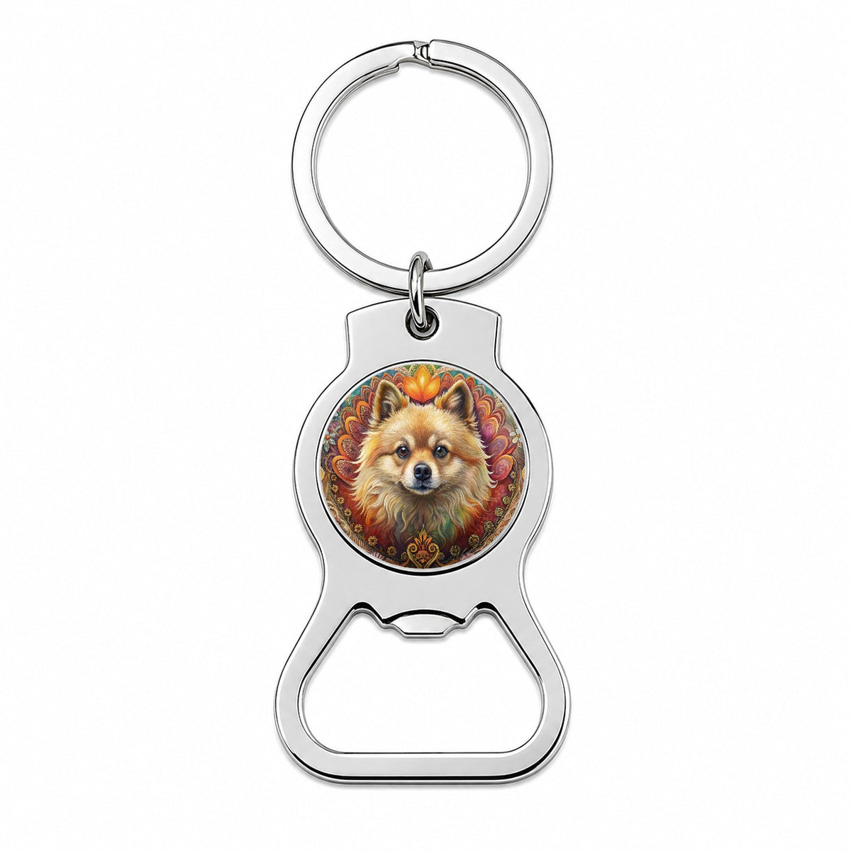 Pomeranian Dog Bohemian Art Bottle Opener Keychain