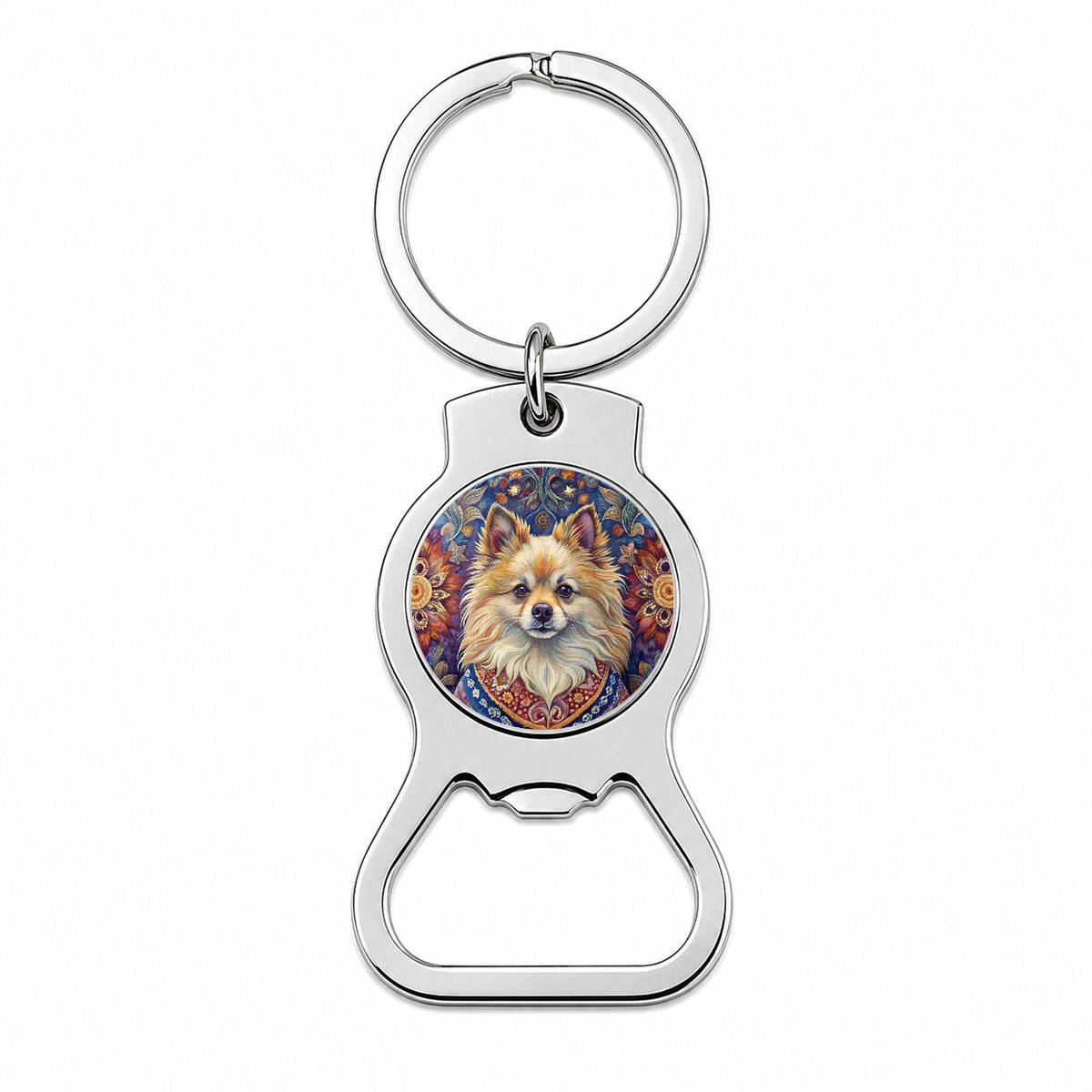 Pomeranian Dog French Bohemian Art Bottle Opener Keychain