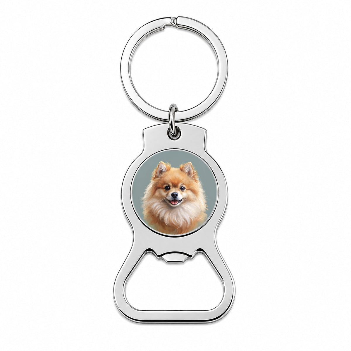 Pomeranian Dog Illustration Bottle Opener Keychain