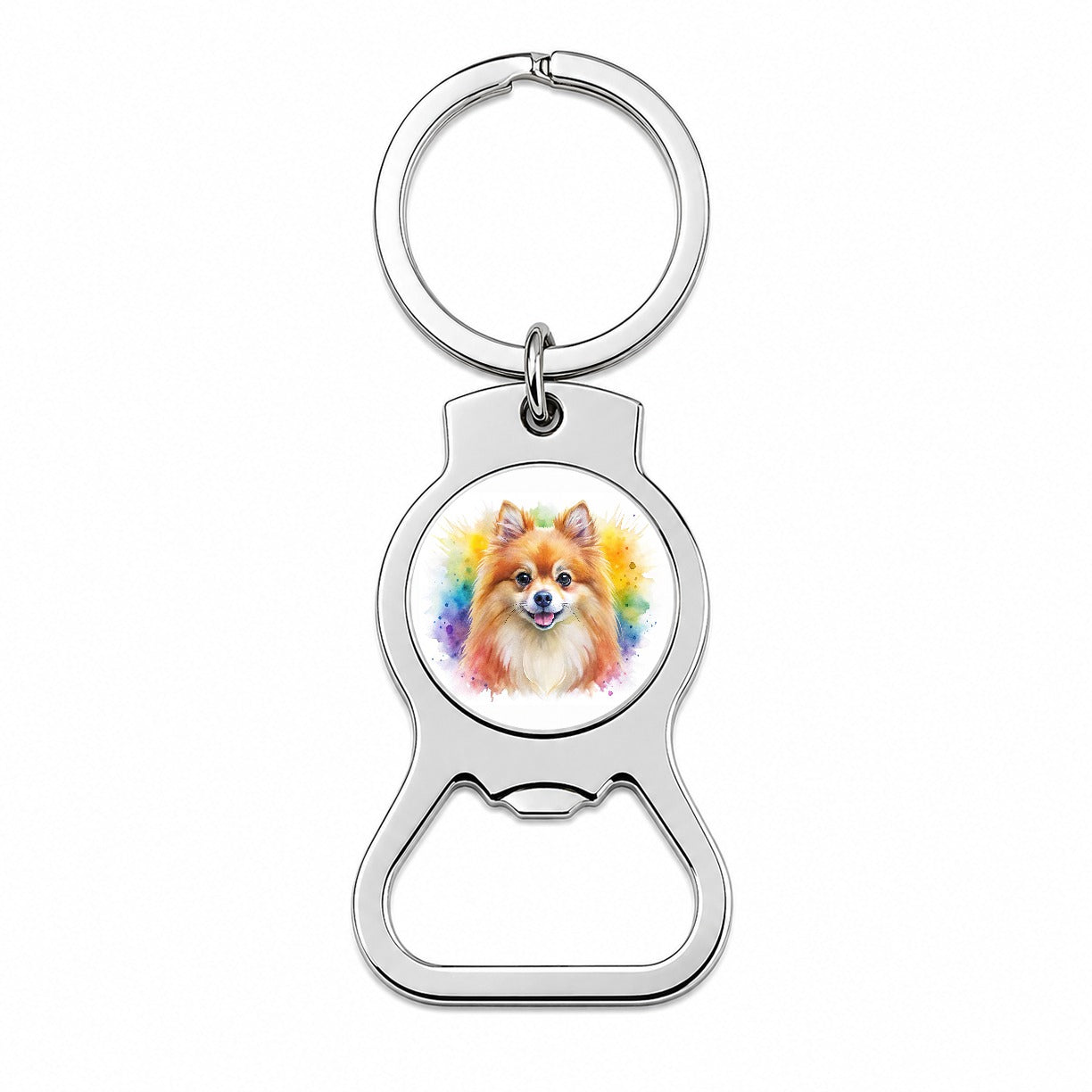 Pomeranian Dog Watercolor Style Bottle Opener Keychain