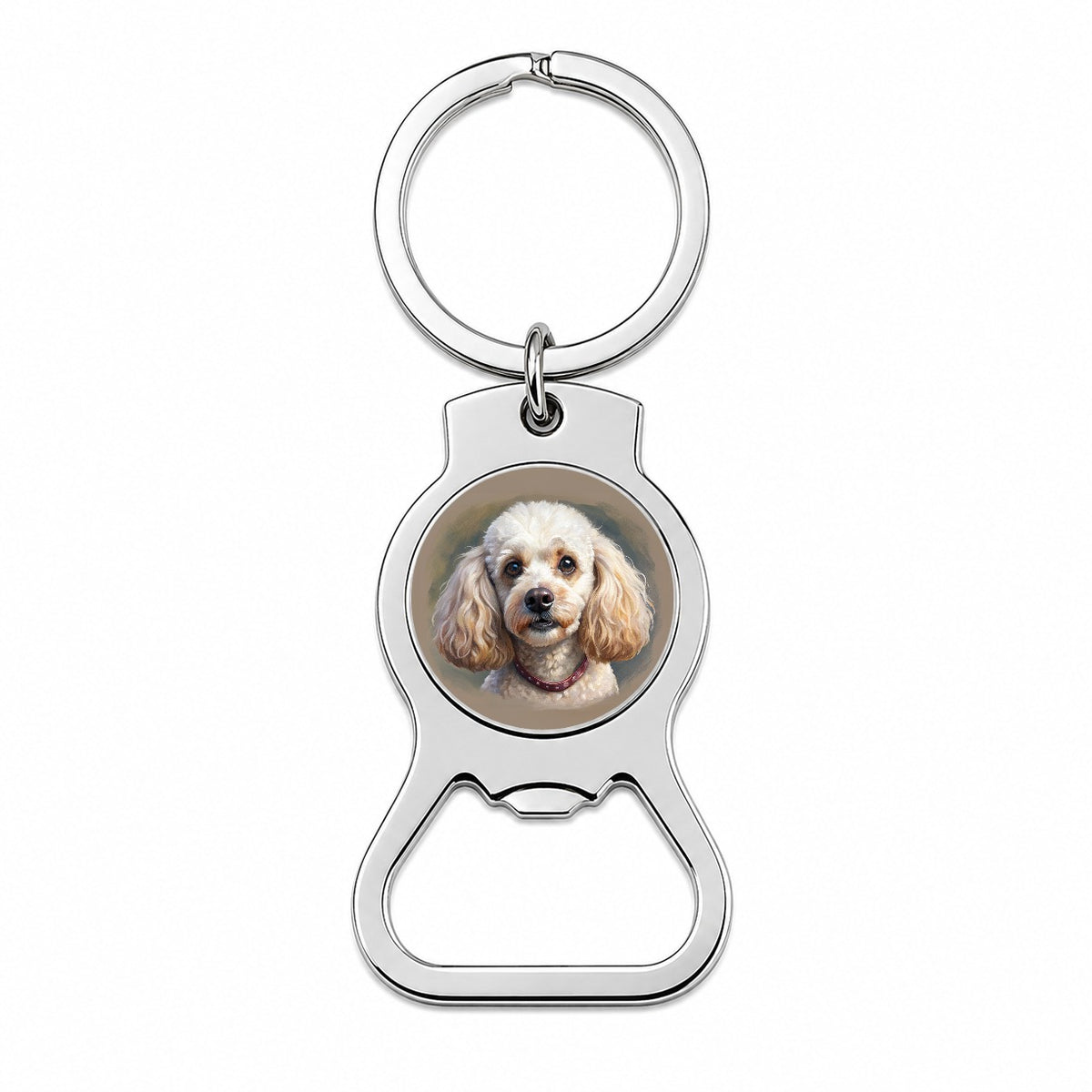 Poodle Dog Illustration Bottle Opener Keychain