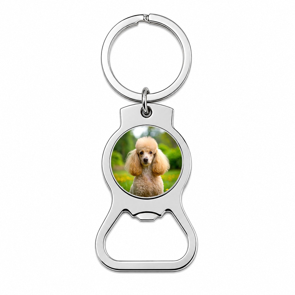 Poodle Dog Photo Bottle Opener Keychain