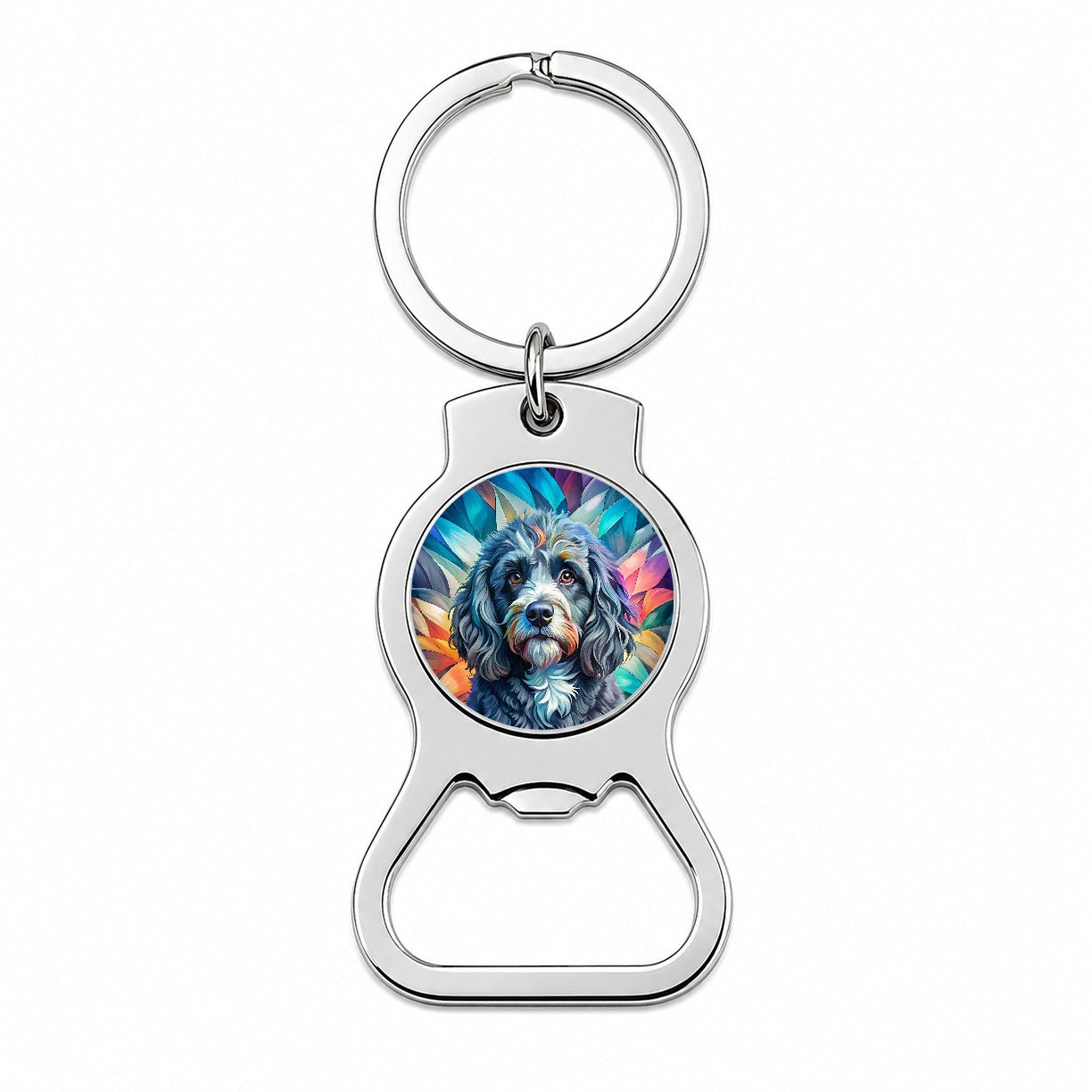 Portuguese Water Dog Contemporary Art Bottle Opener Keychain