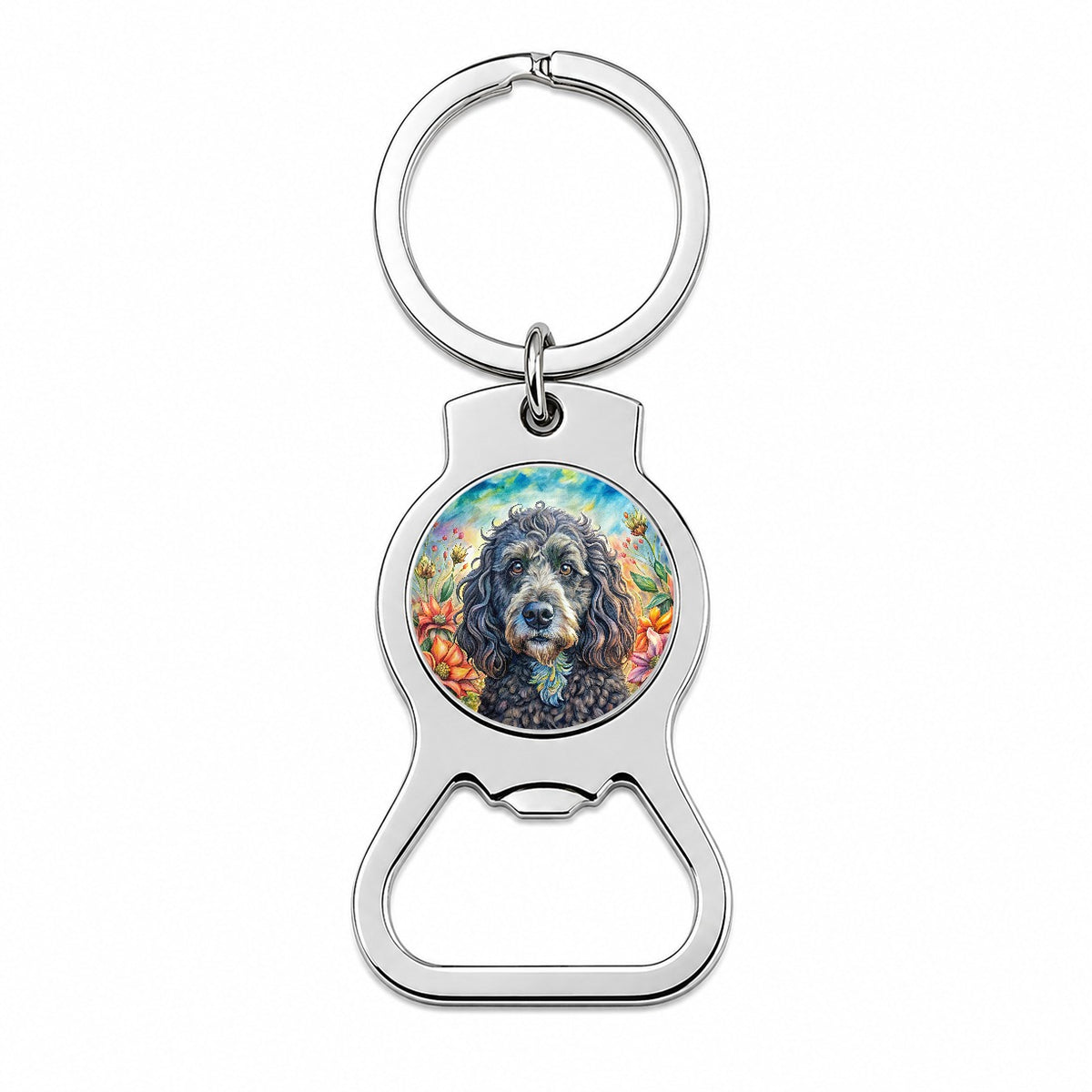 Portuguese Water Dog French Bohemian Art Bottle Opener Keychain