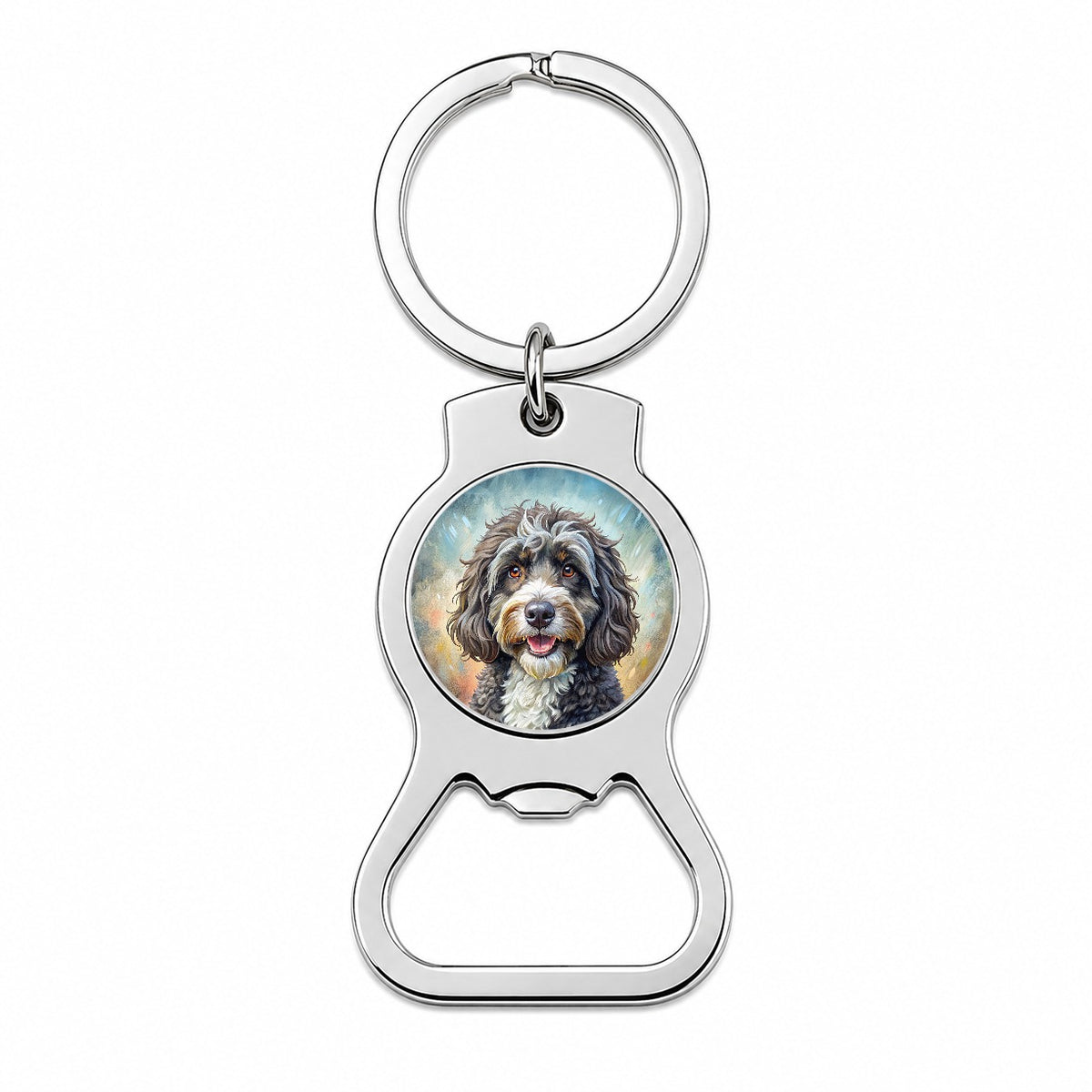 Portuguese Water Dog Illustration Bottle Opener Keychain
