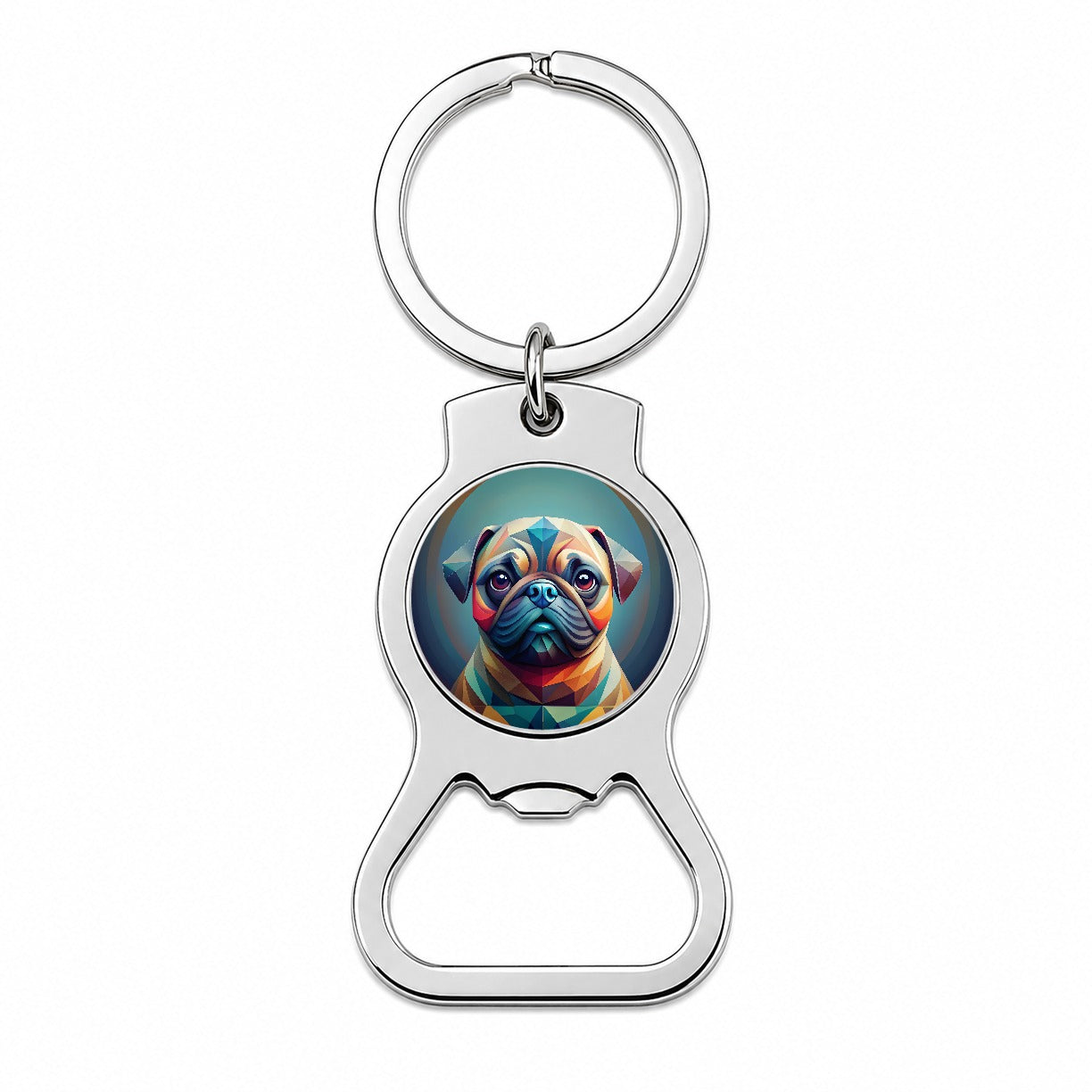 Pug Dog Abstract Stylized Art Bottle Opener Keychain