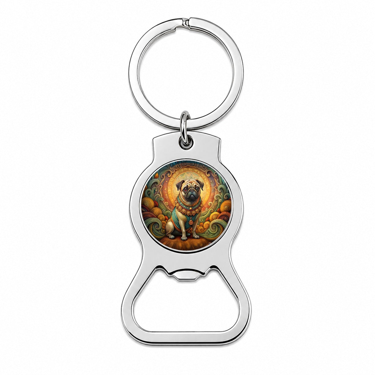 Pug Dog Art Nouveau Bottle Opener Keychain