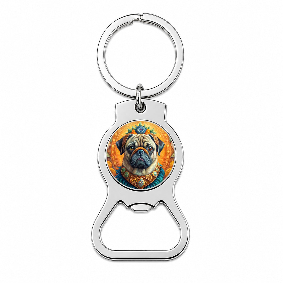 Pug Dog Bohemian Art Bottle Opener Keychain
