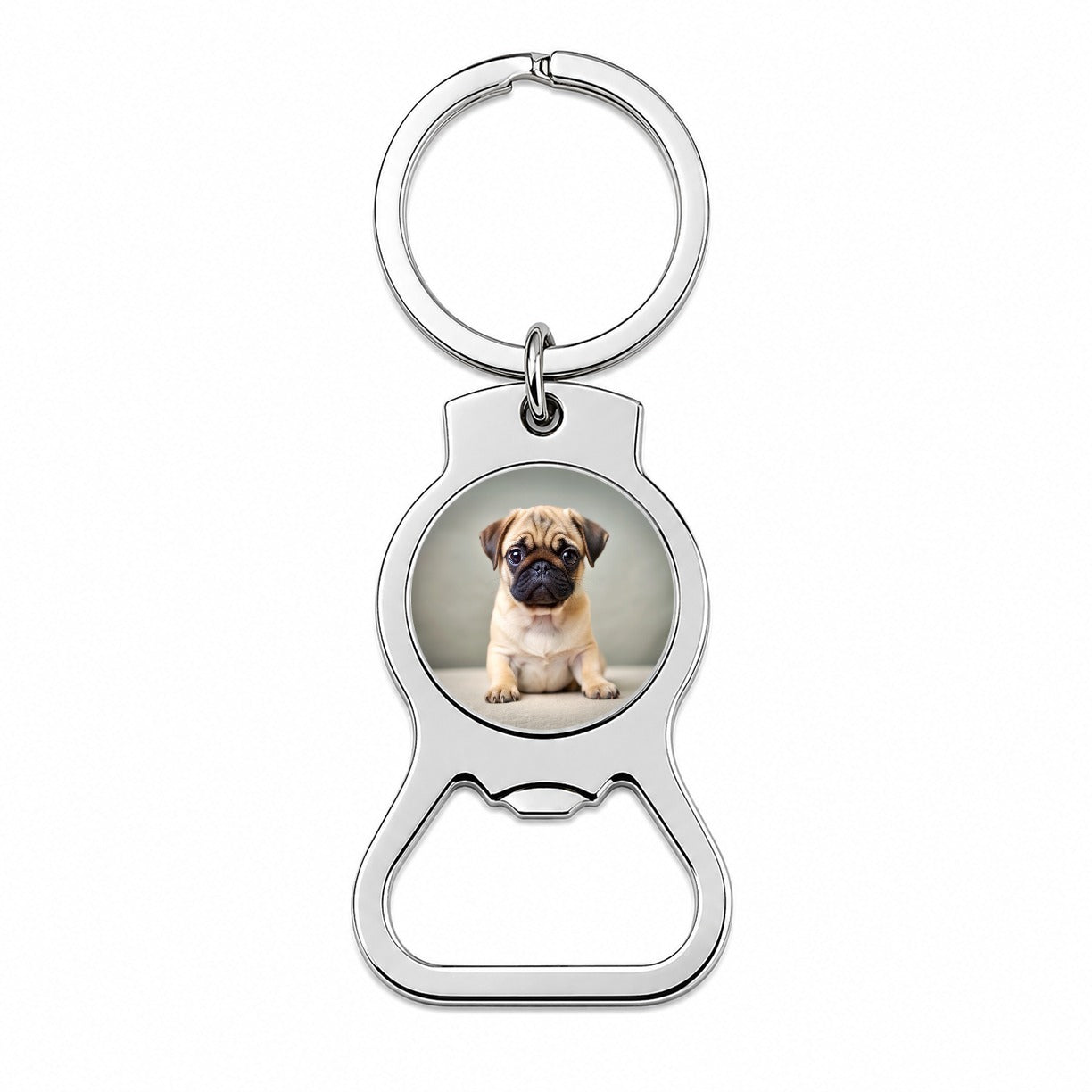 Pug Dog Puppy Photo Bottle Opener Keychain