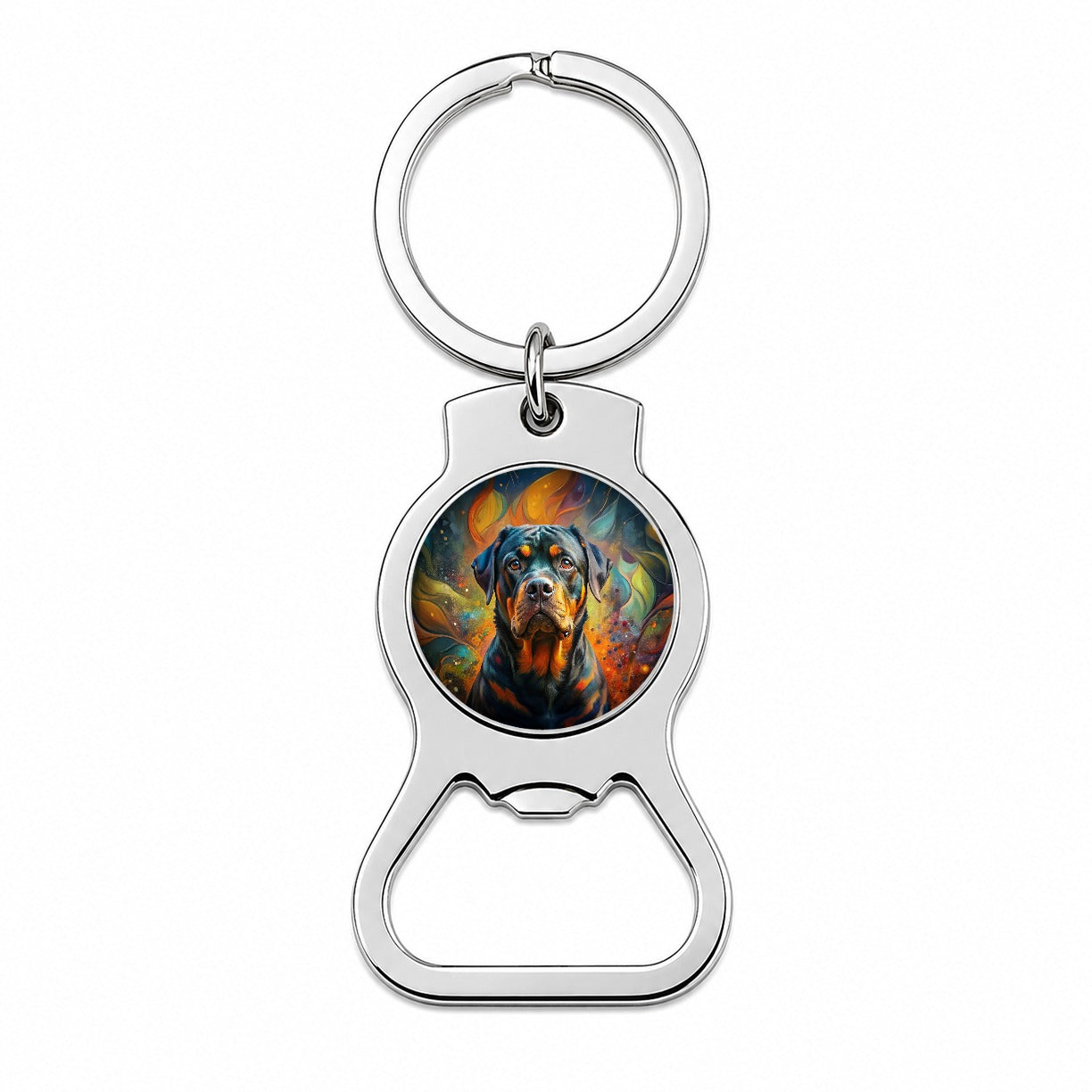 Rottweiler Dog Abstract Art Bottle Opener Keychain