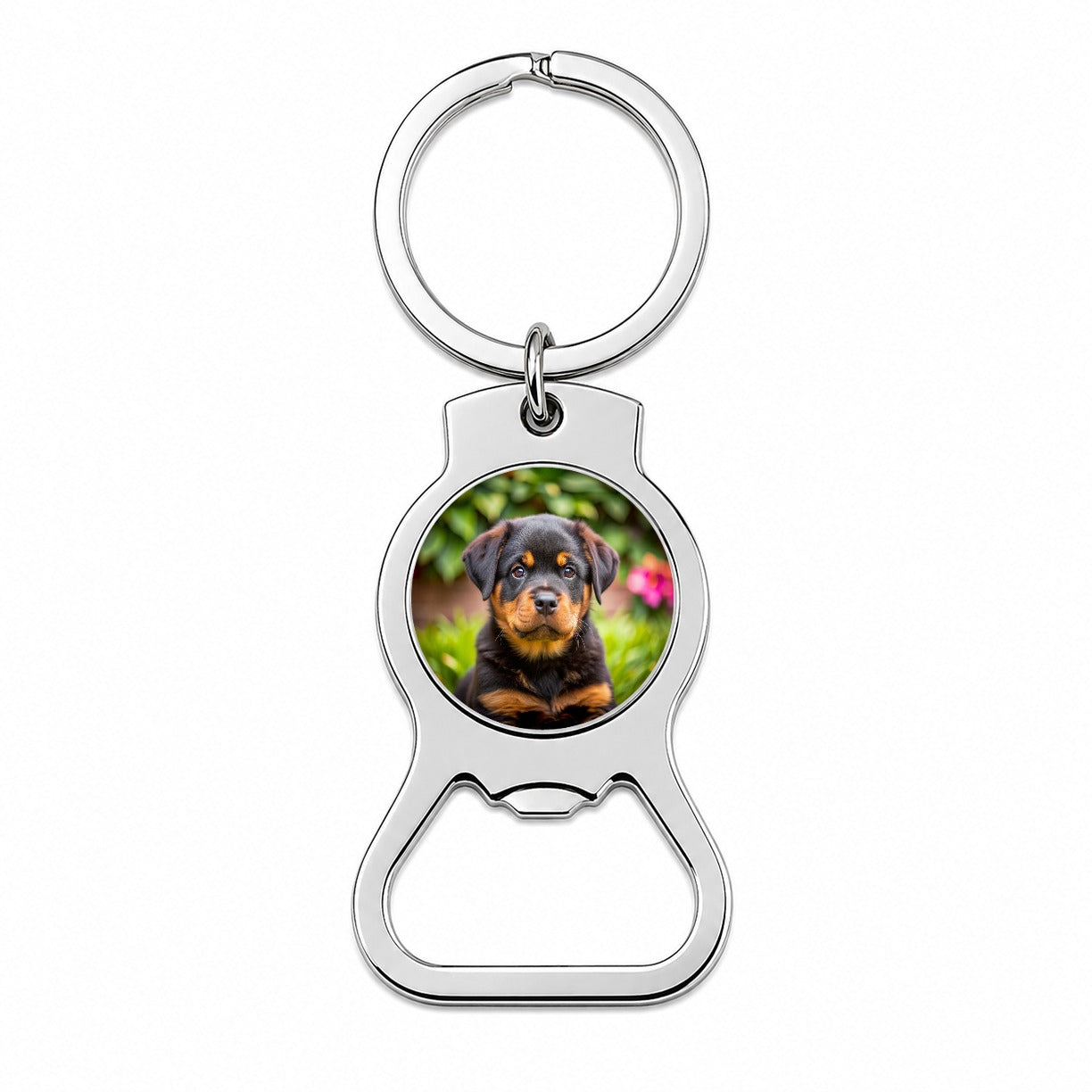 Rottweiler Dog Puppy Photo Bottle Opener Keychain