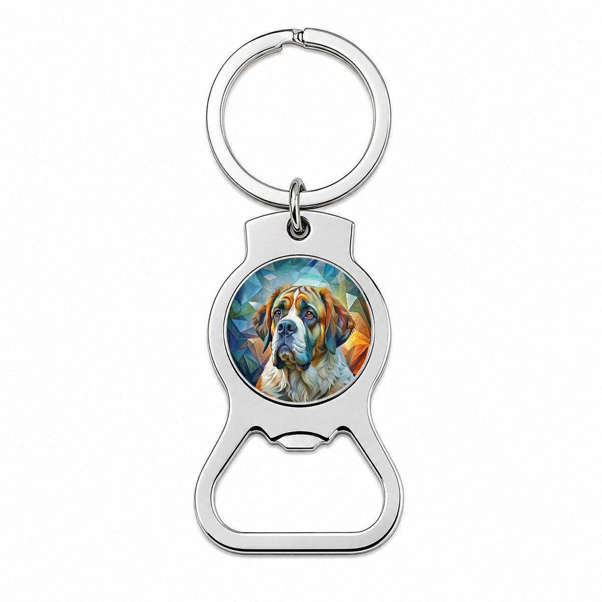 Saint Bernard Dog Abstract Art Bottle Opener Keychain