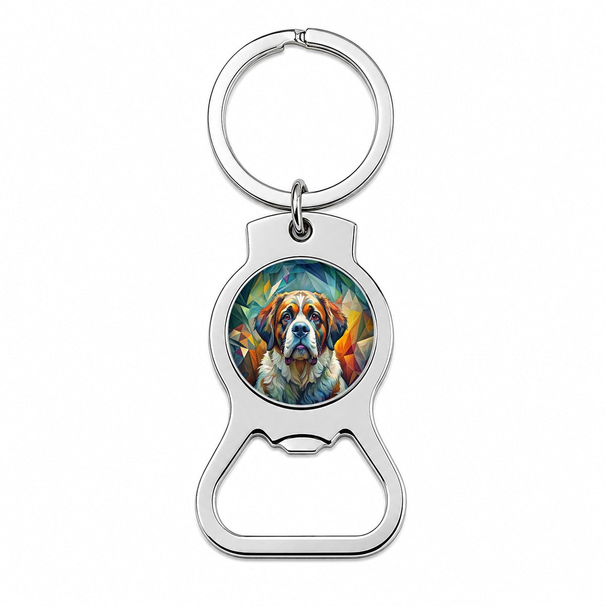 Saint Bernard Dog Abstract Stylized Art Bottle Opener Keychain