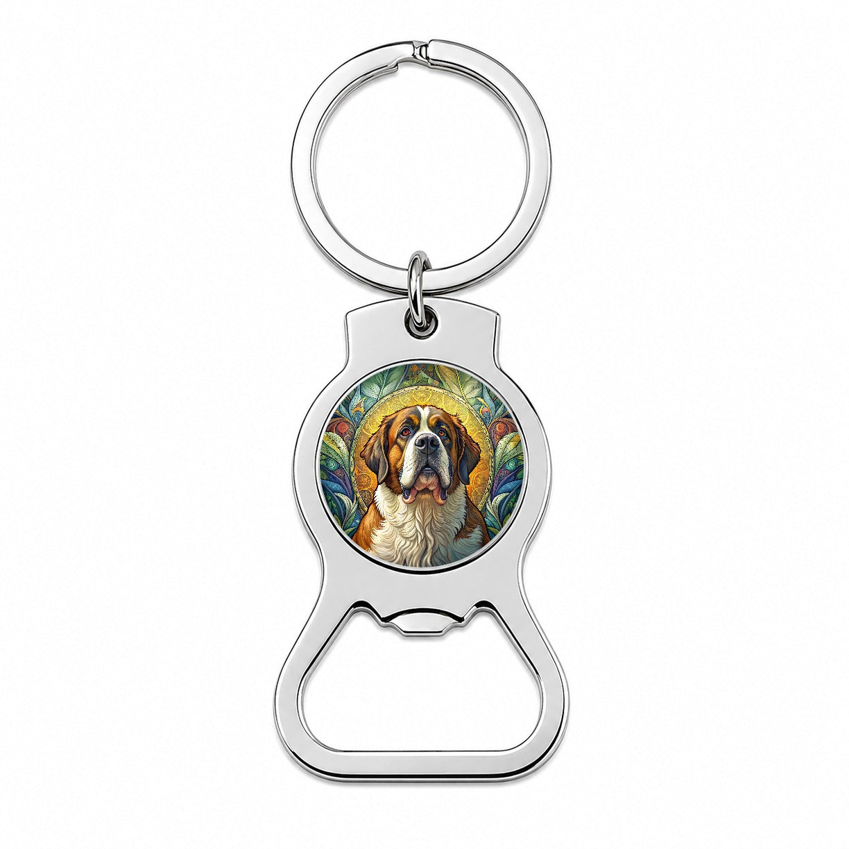 Saint Bernard Dog Art Nouveau Bottle Opener Keychain