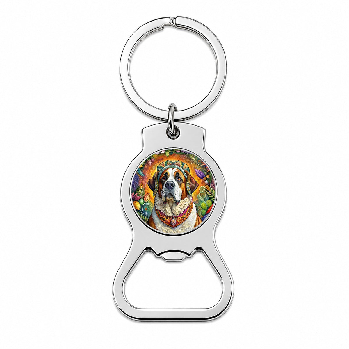 Saint Bernard Dog French Bohemian Art Bottle Opener Keychain