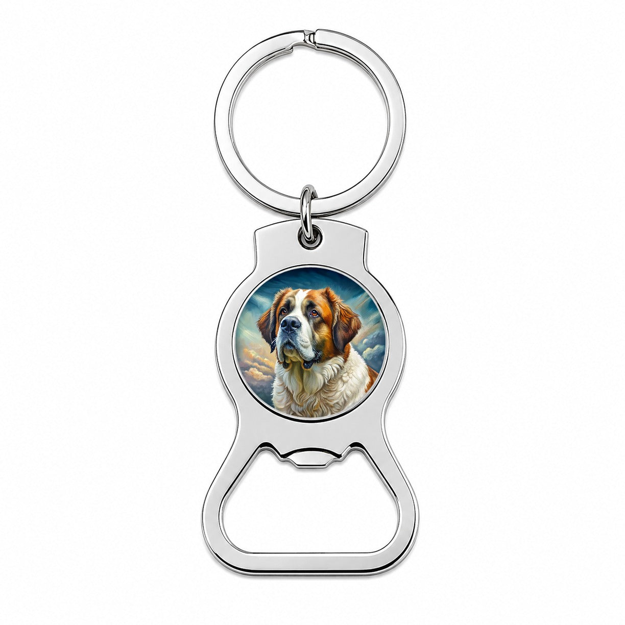 Saint Bernard Dog Illustration Bottle Opener Keychain