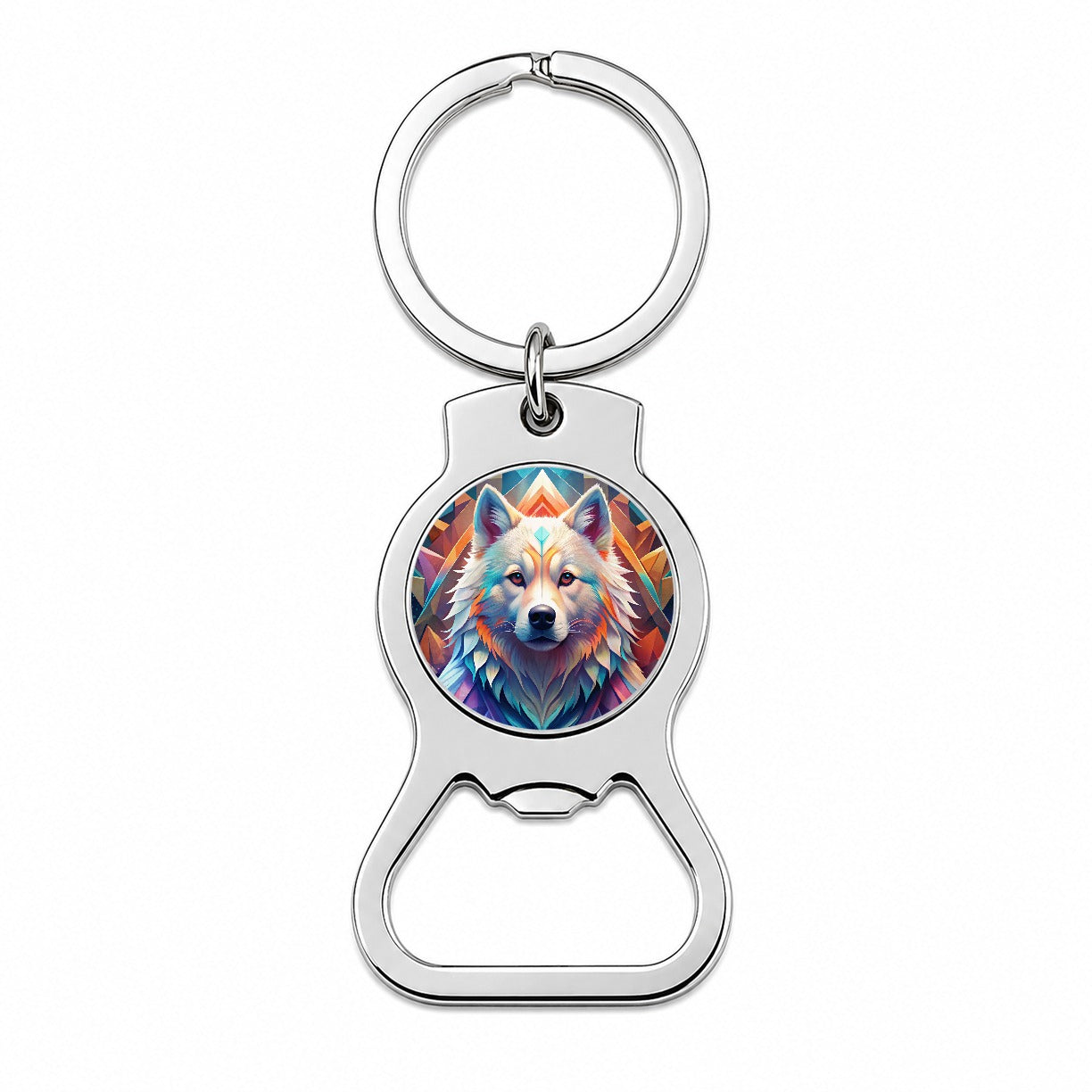 Samoyed Dog Abstract Stylized Art Bottle Opener Keychain