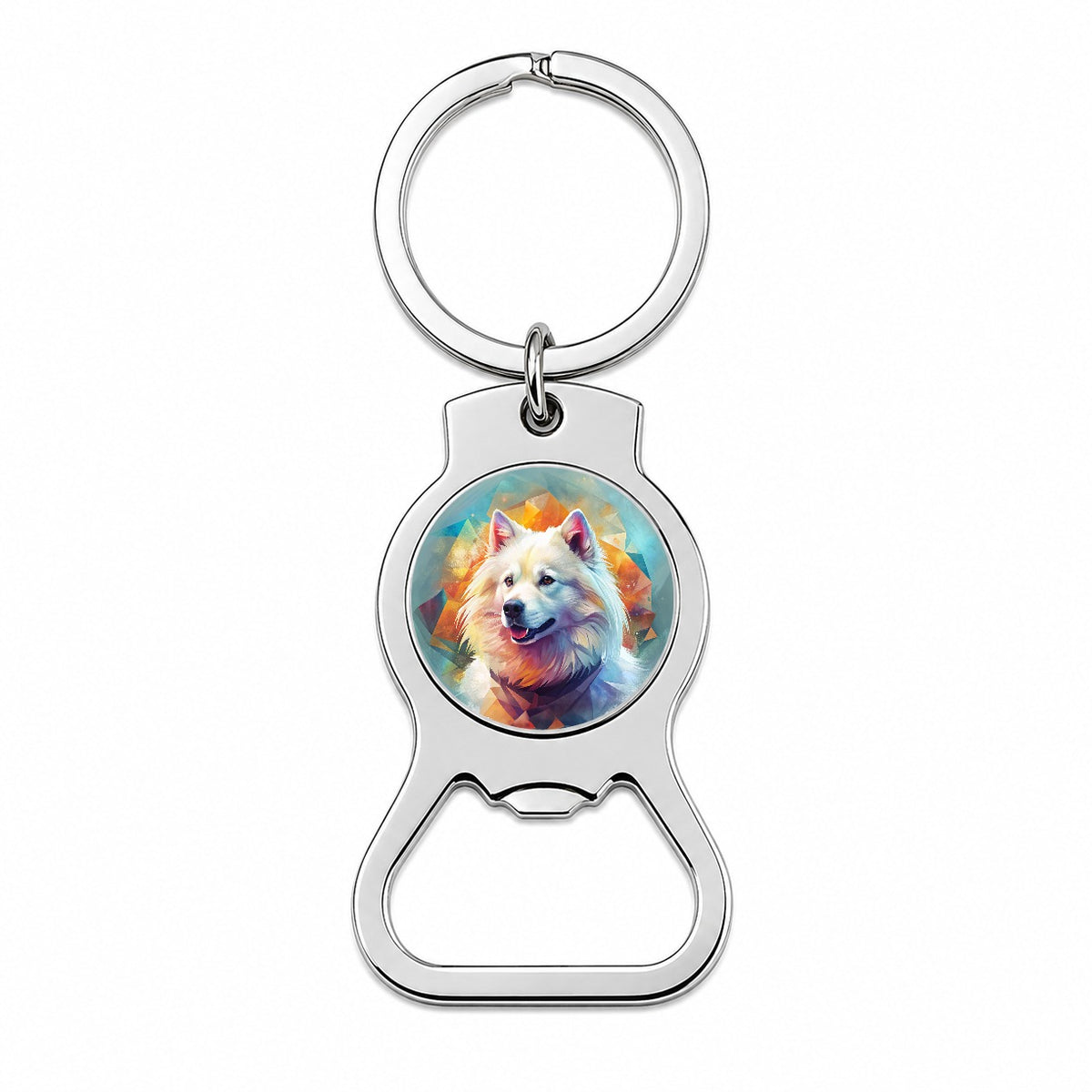 Samoyed Dog Contemporary Art Bottle Opener Keychain