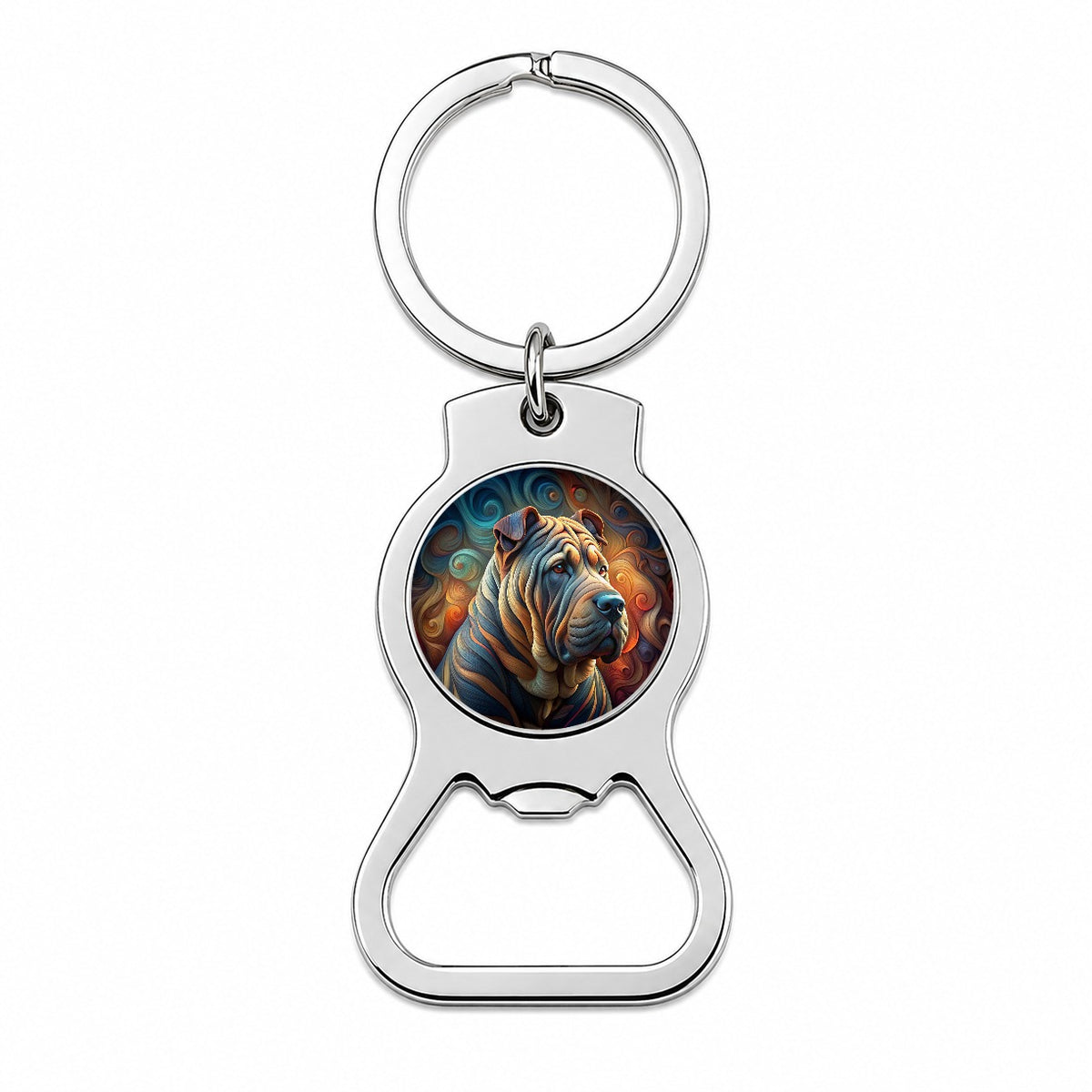 Shar Pei Dog Abstract Art Bottle Opener Keychain