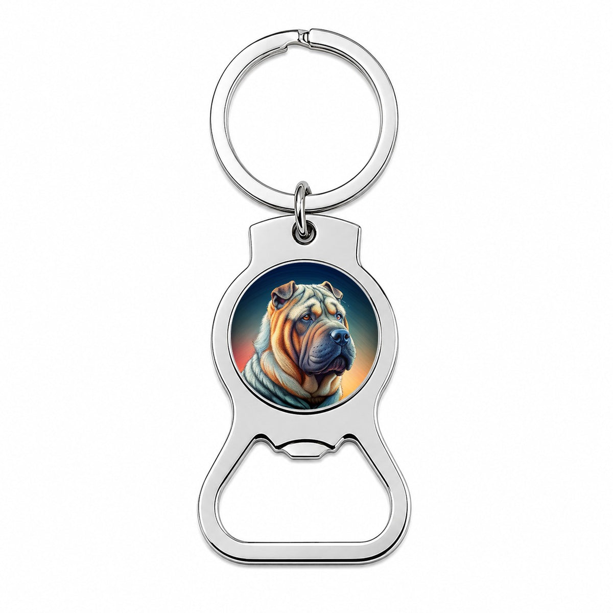 Shar Pei Dog Art Nouveau Bottle Opener Keychain