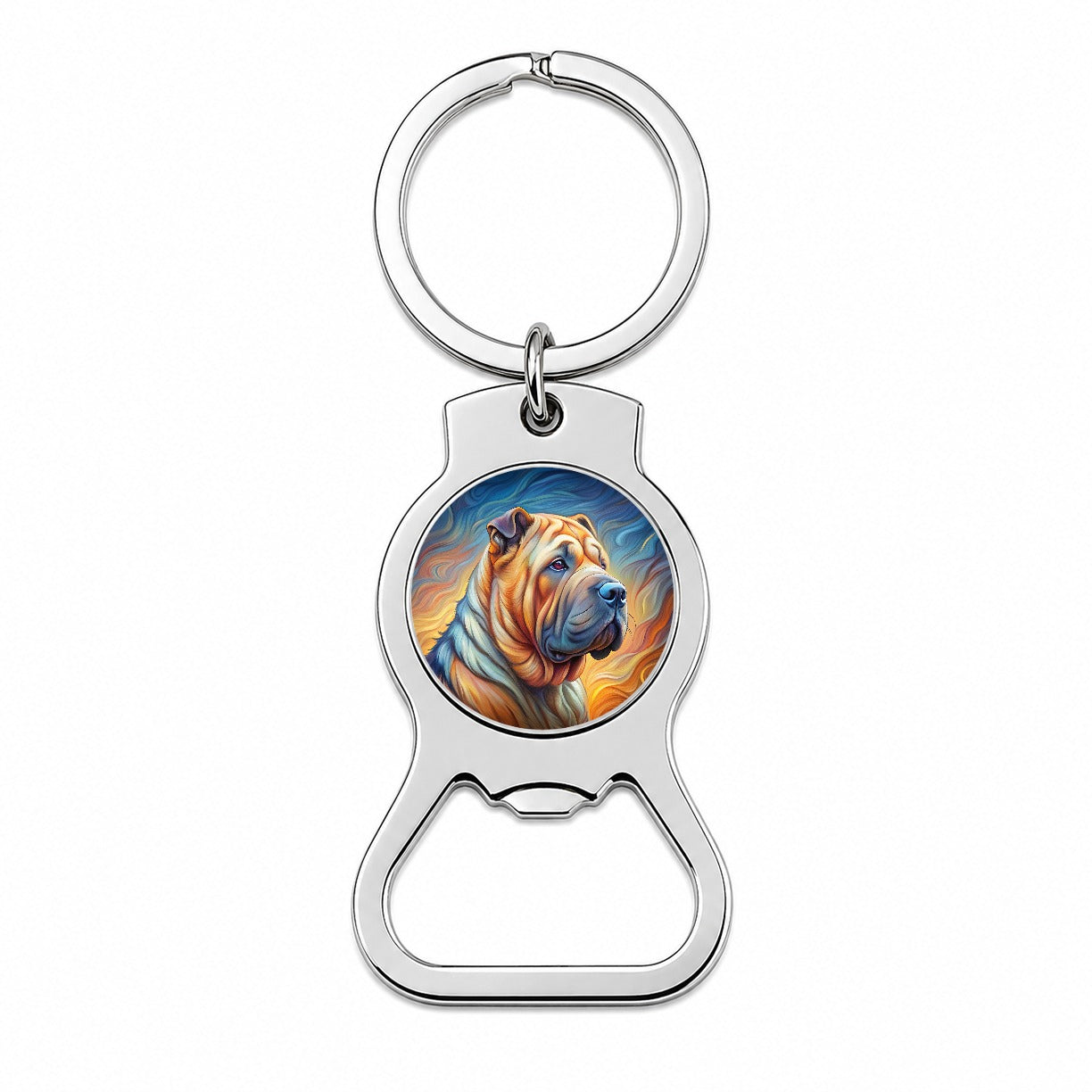 Shar Pei Dog Expressionism Art Bottle Opener Keychain