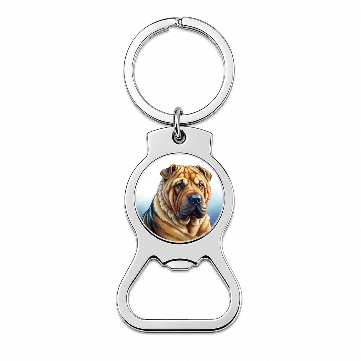 Shar Pei Dog Illustration Bottle Opener Keychain