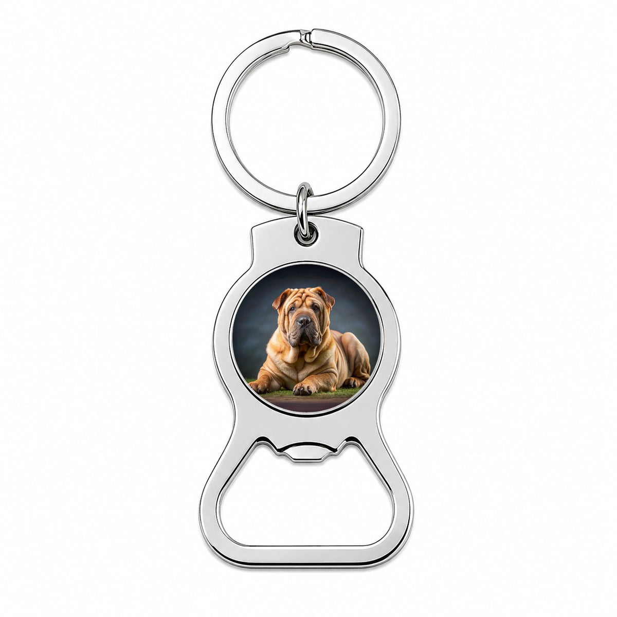 Shar Pei Dog Photo Bottle Opener Keychain