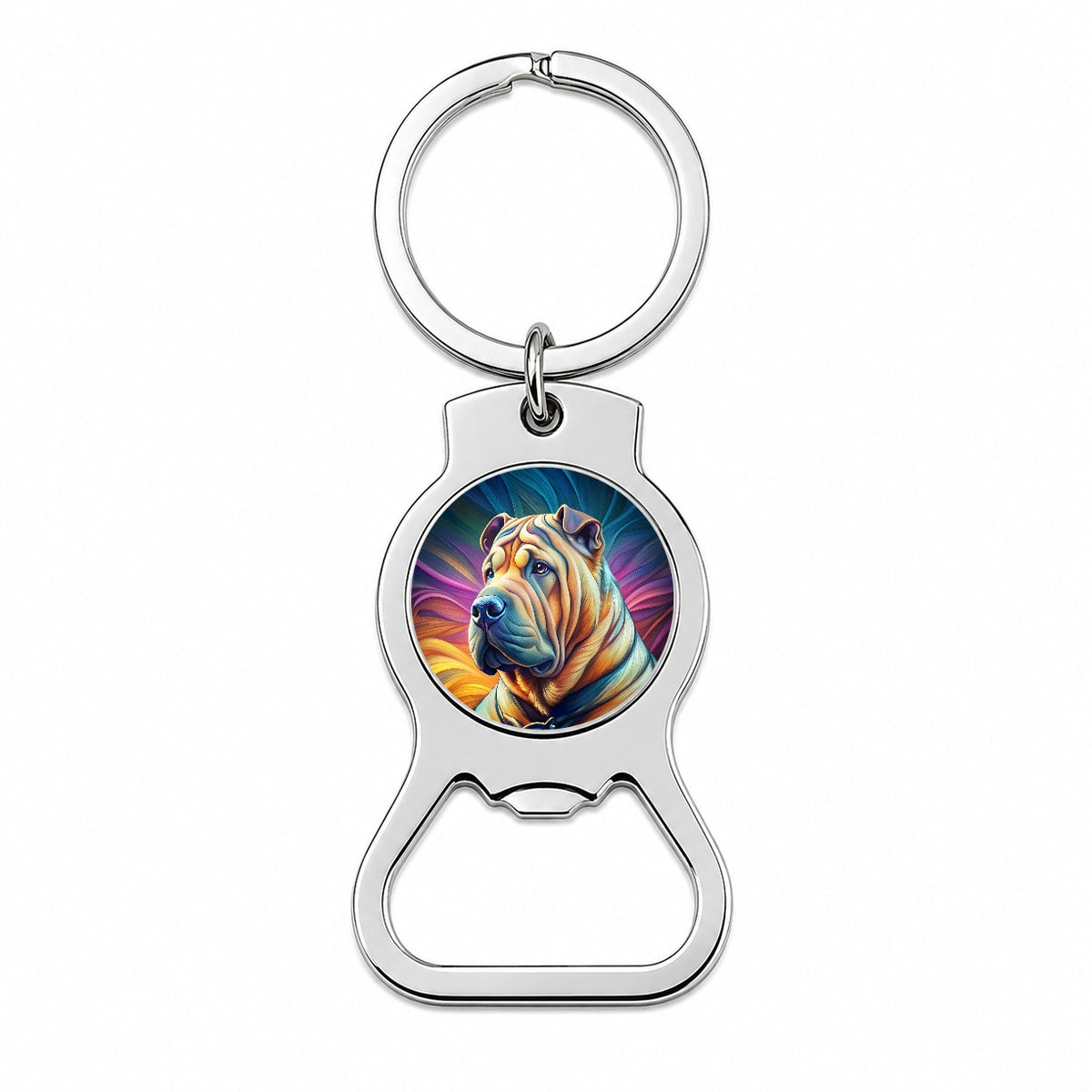 Shar Pei Dog Pop Art Bottle Opener Keychain
