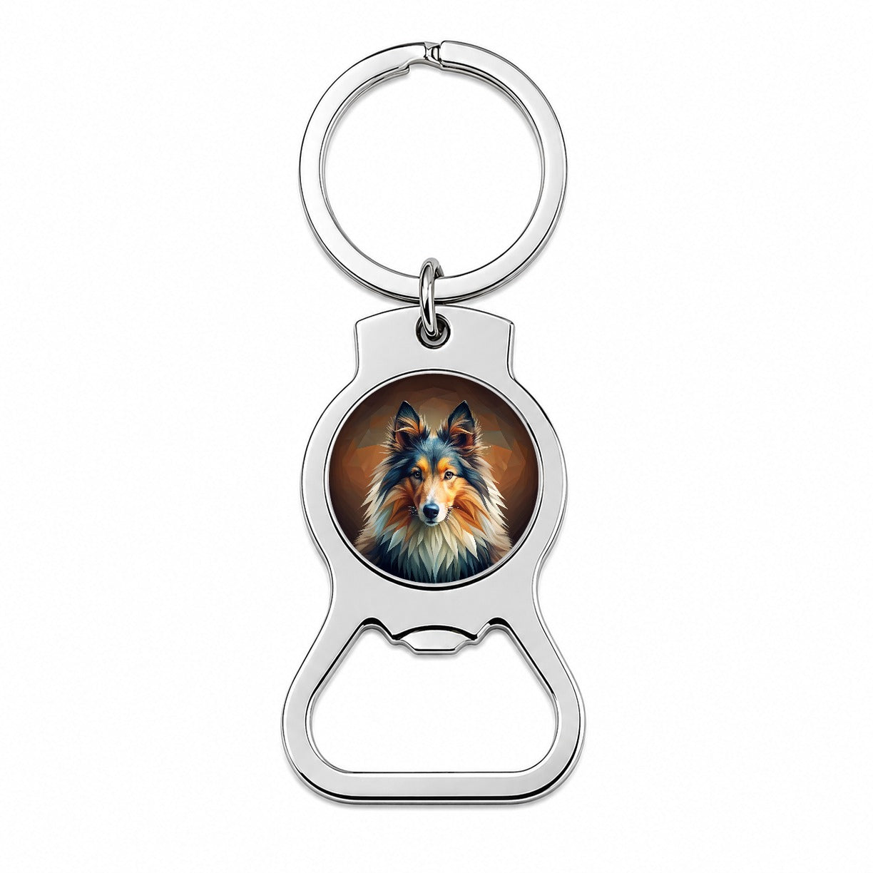 Shetland Sheepdog Sheltie Dog Abstract Stylized Art Bottle Opener Keychain