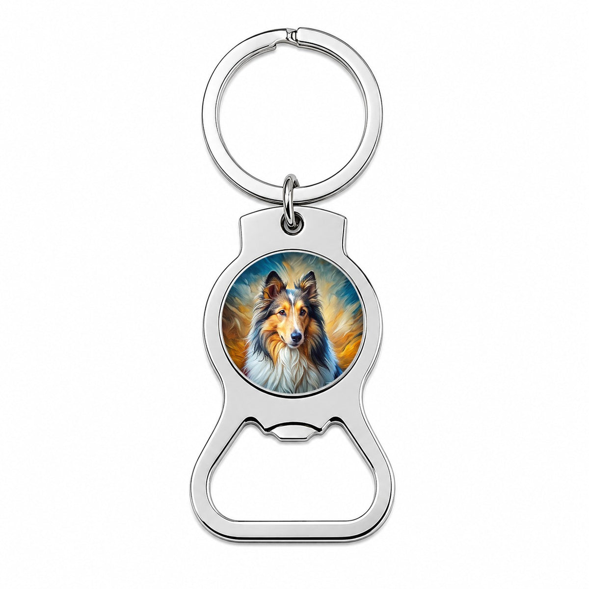 Shetland Sheepdog Sheltie Dog Expressionism Art Bottle Opener Keychain