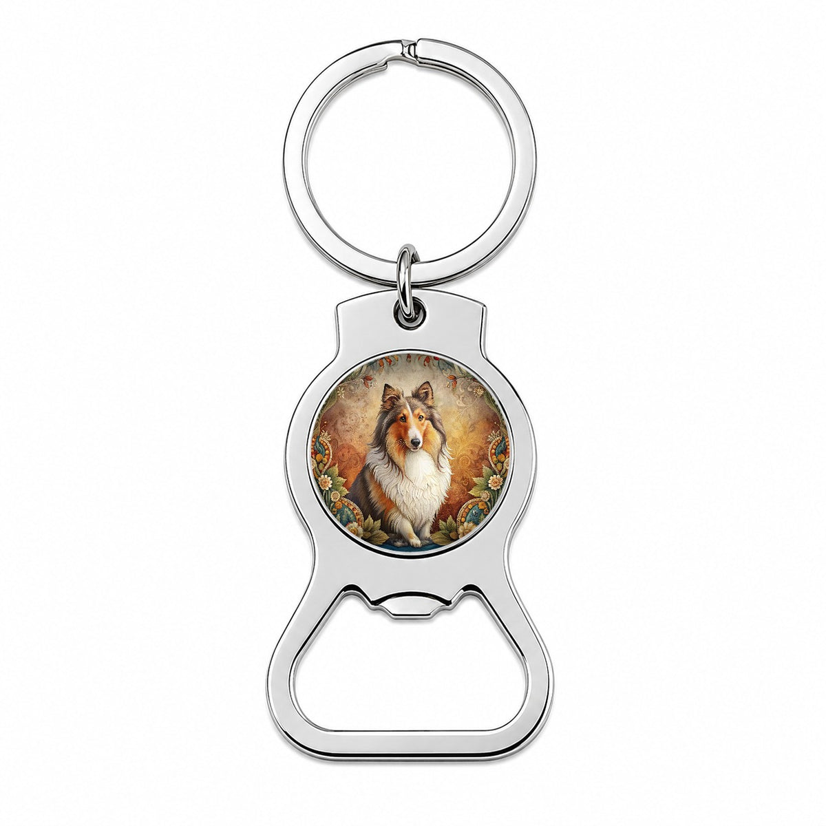 Shetland Sheepdog Sheltie Dog French Bohemian Art Bottle Opener Keychain