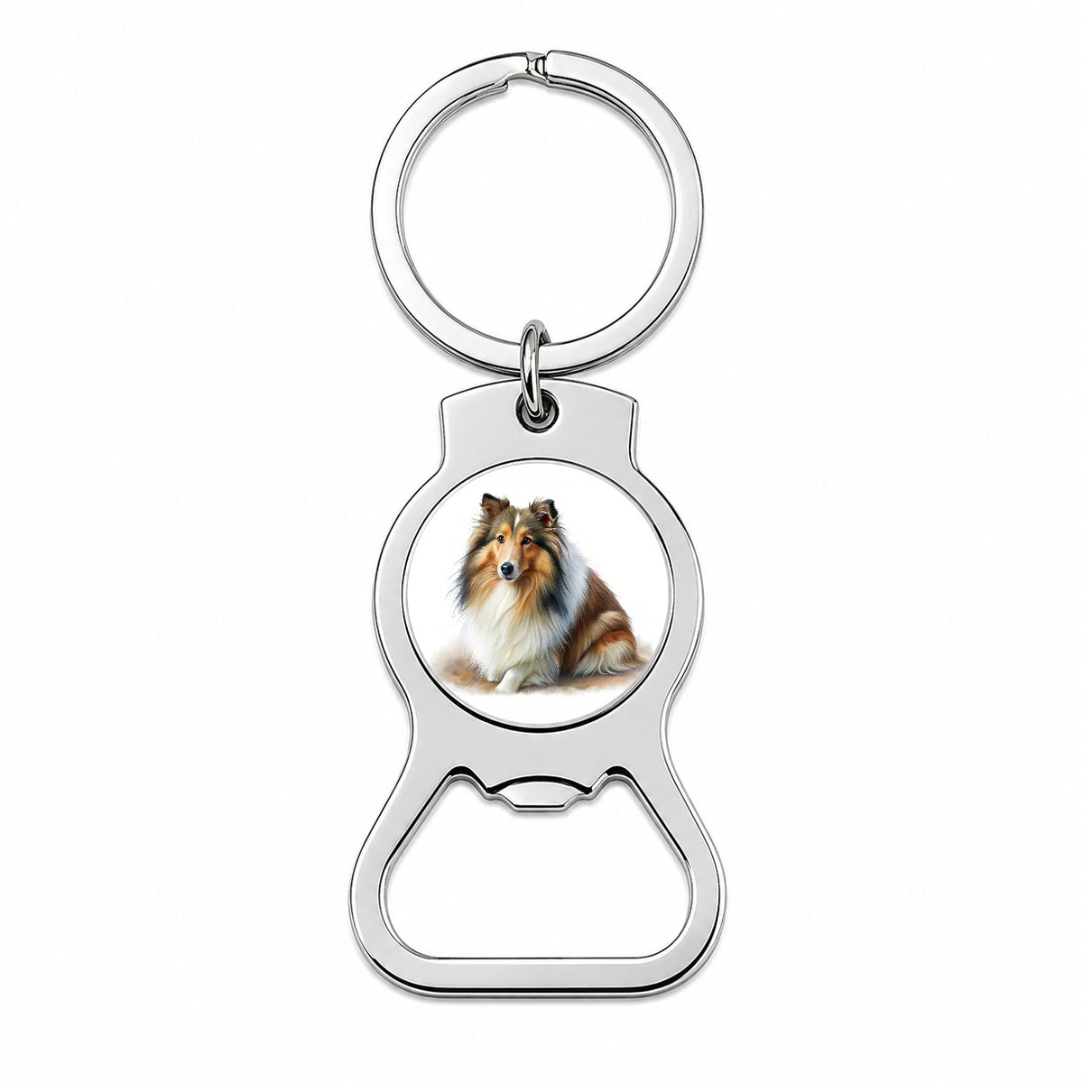 Shetland Sheepdog Sheltie Dog Illustration Bottle Opener Keychain