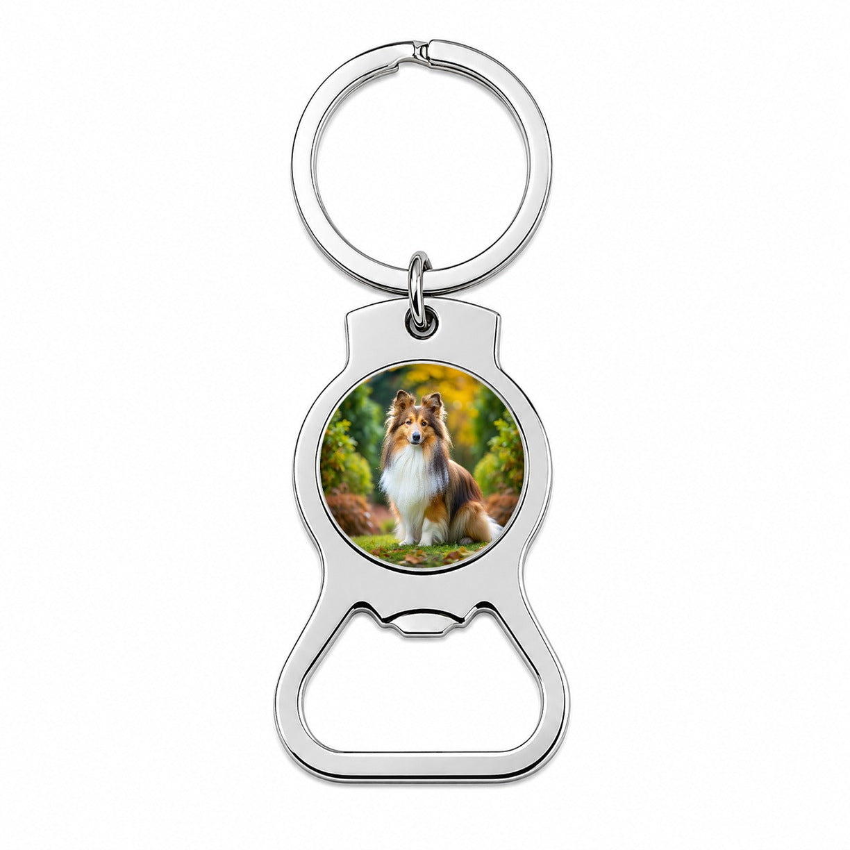 Shetland Sheepdog Sheltie Dog Photo Bottle Opener Keychain