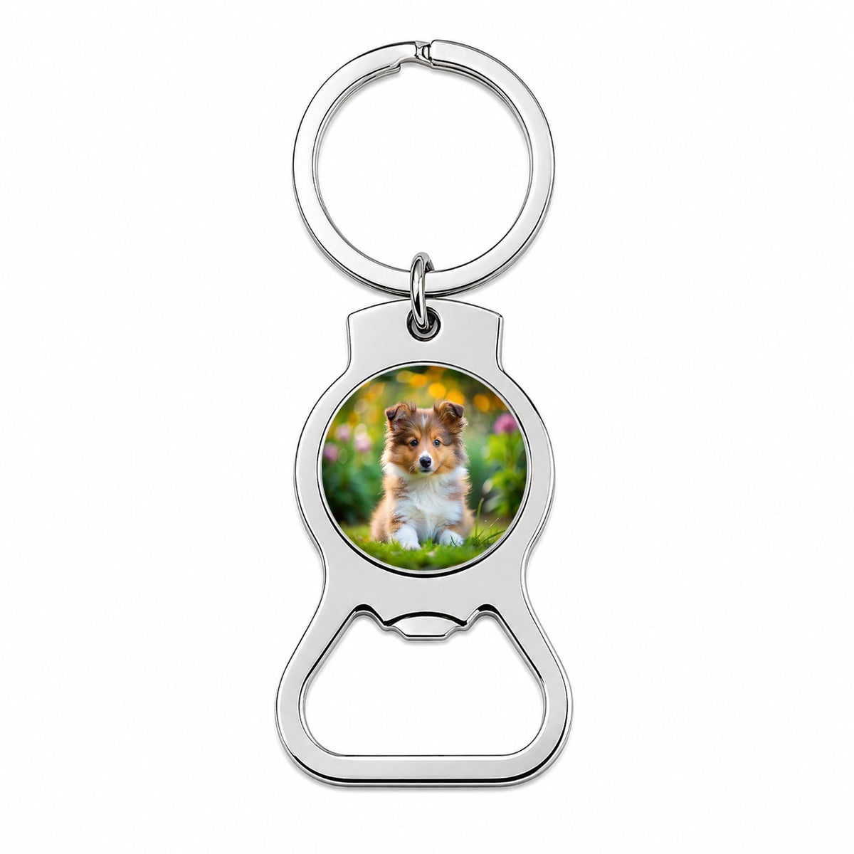 Shetland Sheepdog Sheltie Dog Puppy Photo Bottle Opener Keychain