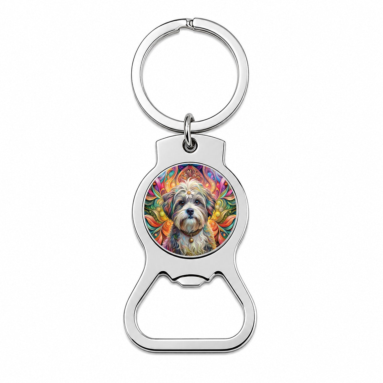 Shih Tzu Dog Bohemian Art Bottle Opener Keychain