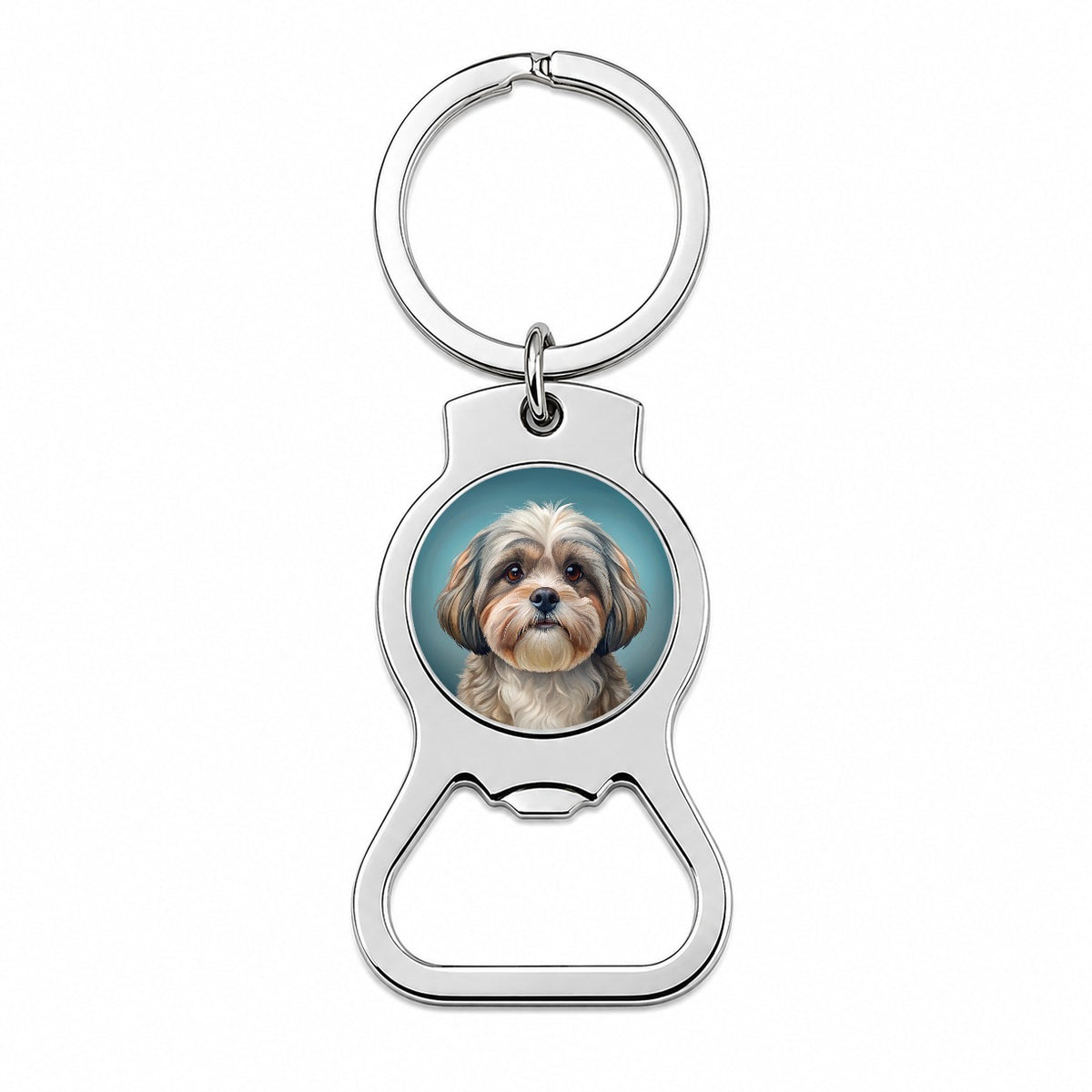 Shih Tzu Dog Illustration Bottle Opener Keychain