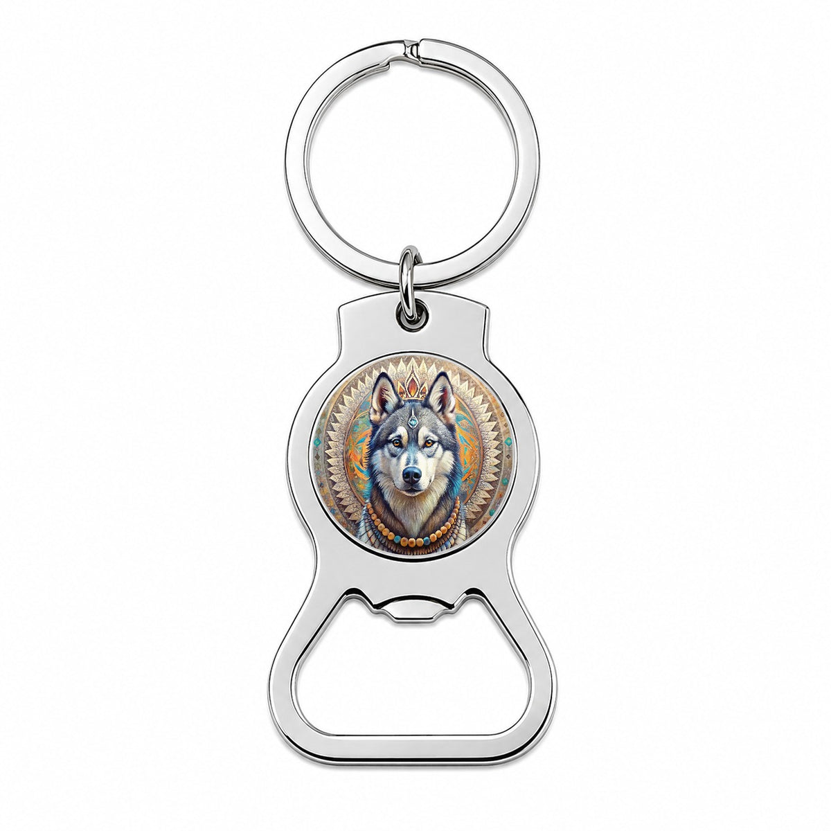Siberian Husky Dog Bohemian Art Bottle Opener Keychain