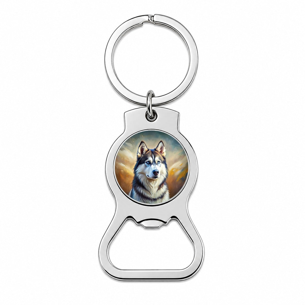 Siberian Husky Dog Expressionism Art Bottle Opener Keychain