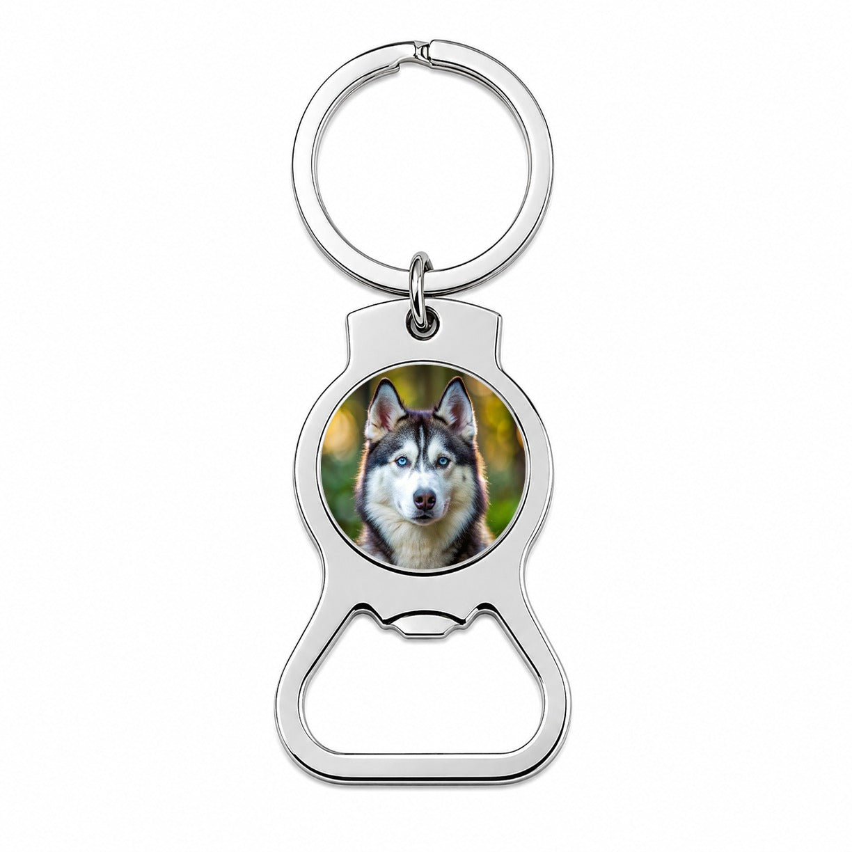 Siberian Husky Dog Photo Bottle Opener Keychain