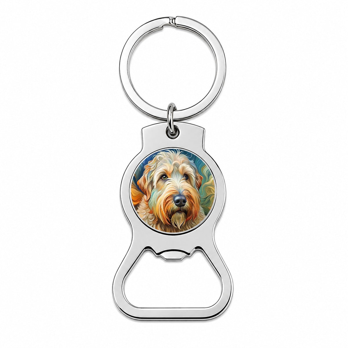 Soft Coated Wheaten Terrier Dog Abstract Art Bottle Opener Keychain