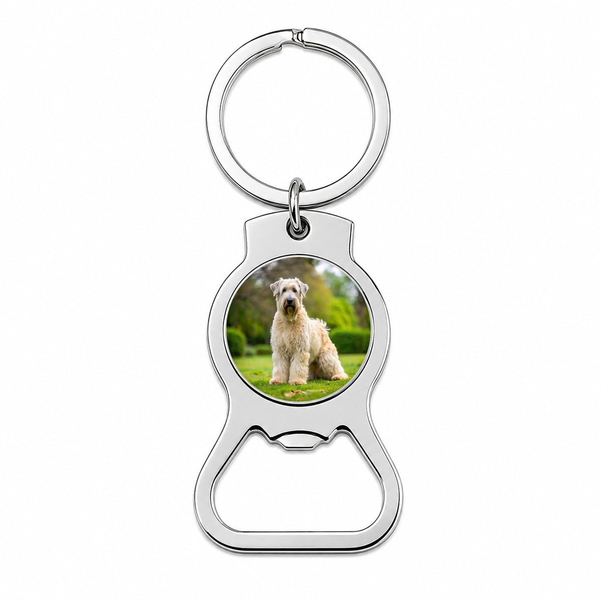 Soft Coated Wheaten Terrier Dog Photo Bottle Opener Keychain