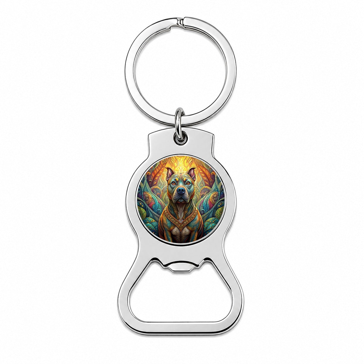 Staffordshire Bull Terrier Staffy Dog Art Nouveau Bottle Opener Keychain