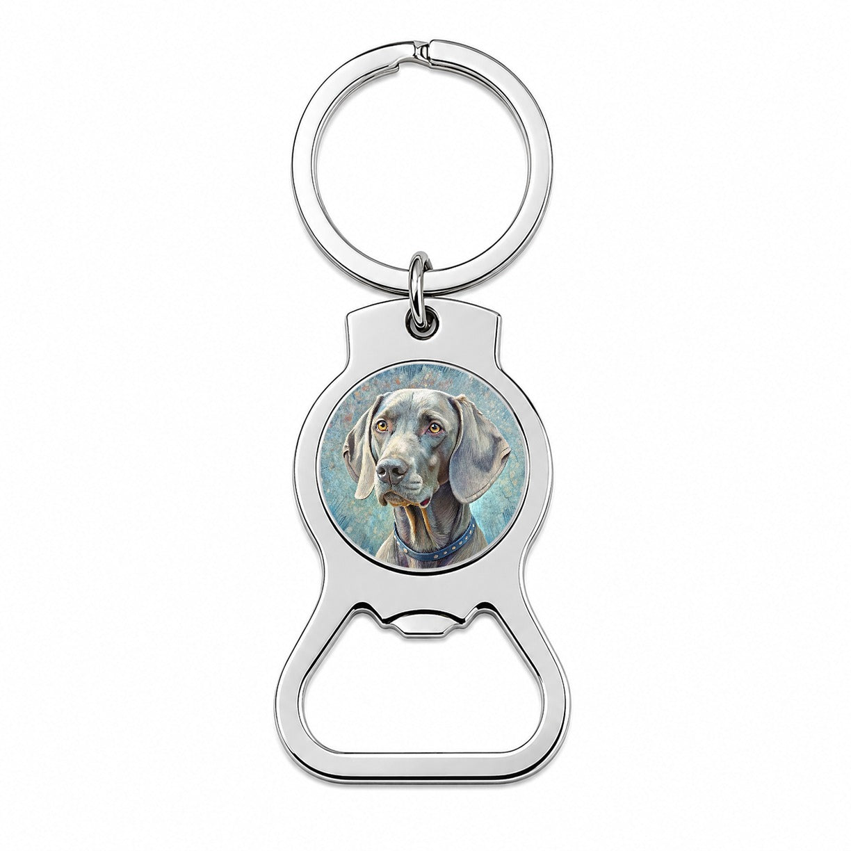 Weimaraner Dog Illustration Bottle Opener Keychain