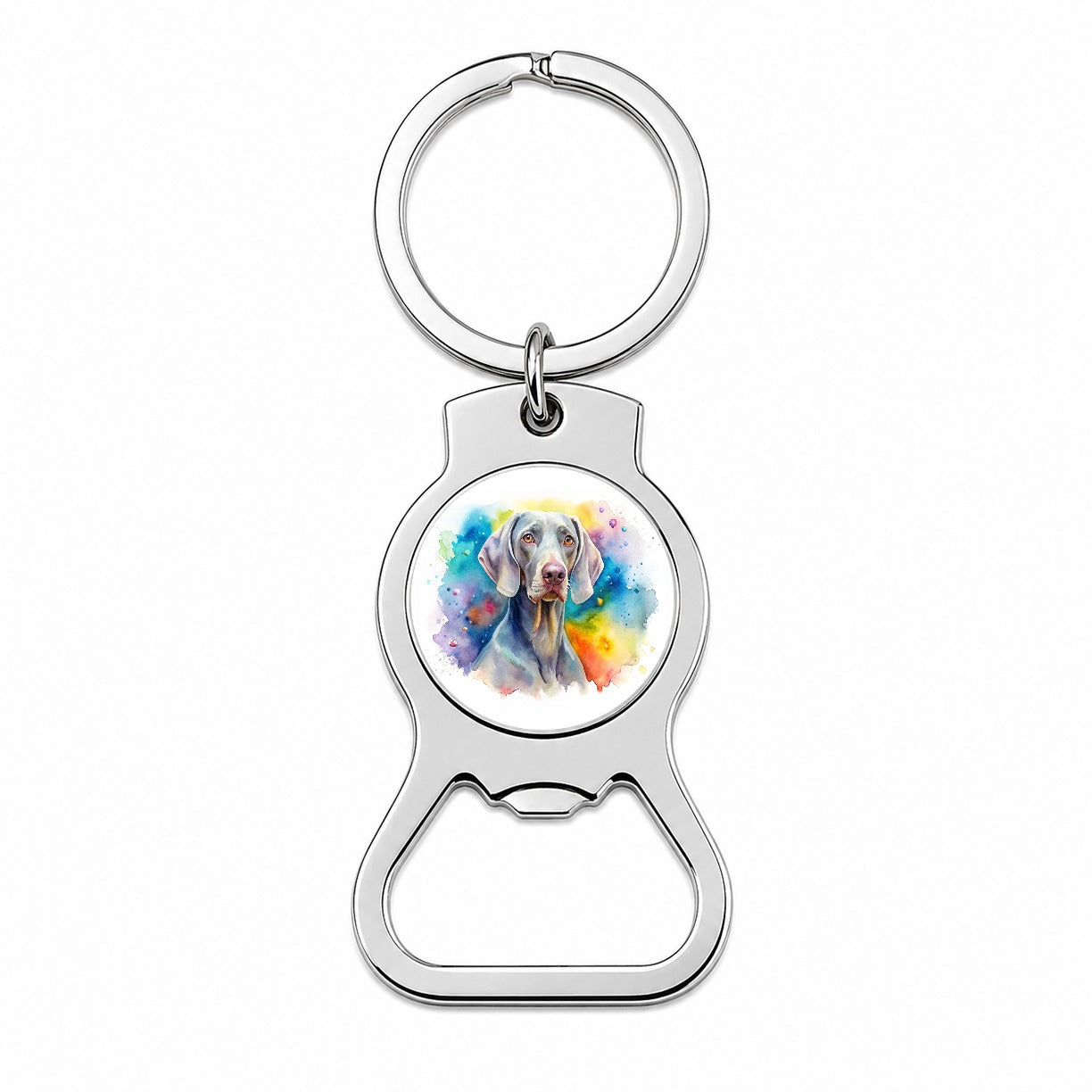 Weimaraner Dog Watercolor Style Bottle Opener Keychain