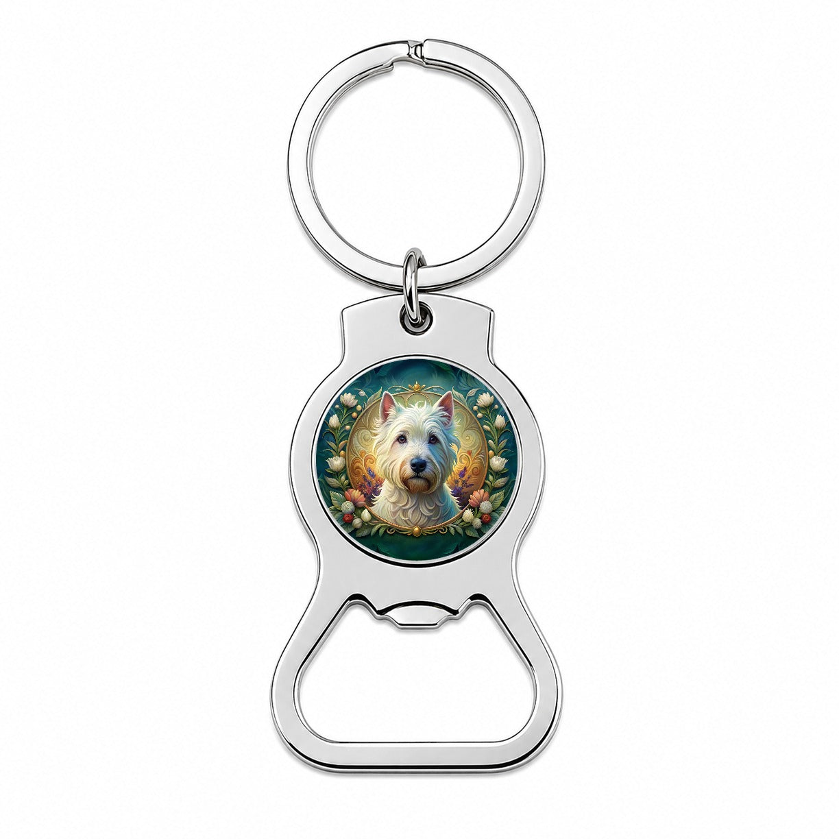 West Highland White Terrier Westie Dog Art Nouveau Bottle Opener Keychain