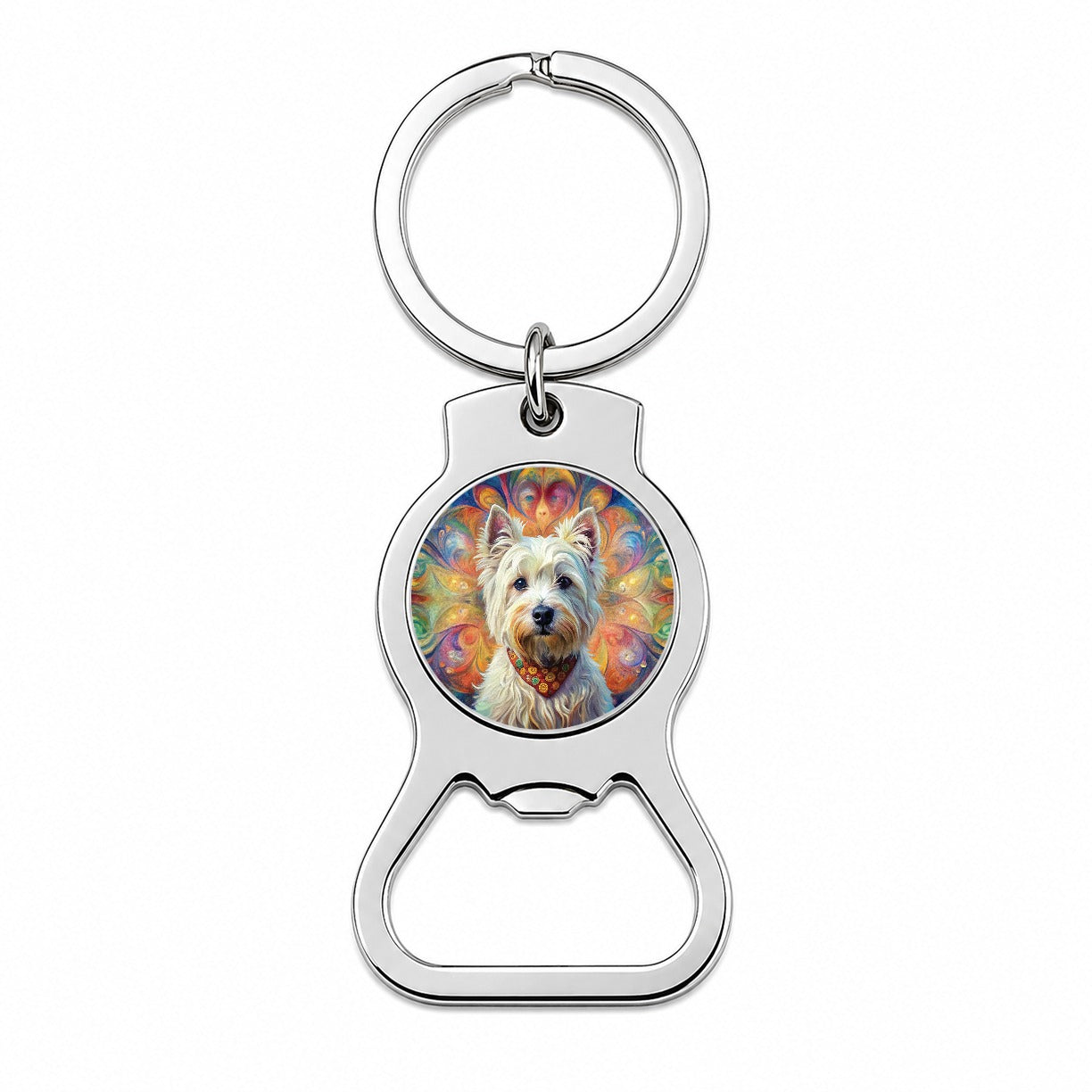 West Highland White Terrier Westie Dog Bohemian Art Bottle Opener Keychain