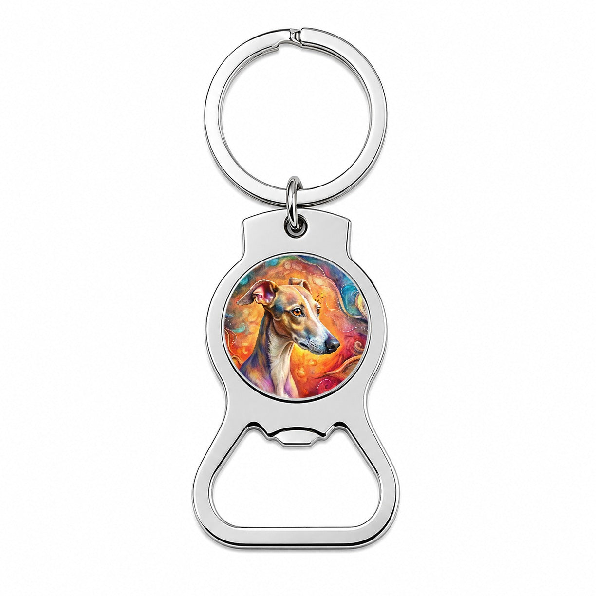 Whippet Dog Abstract Art Bottle Opener Keychain