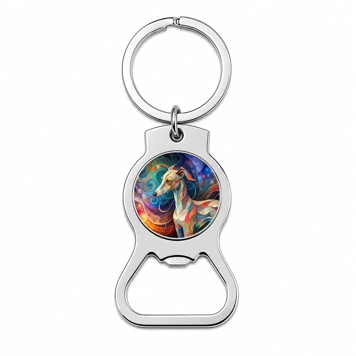 Whippet Dog Abstract Stylized Art Bottle Opener Keychain