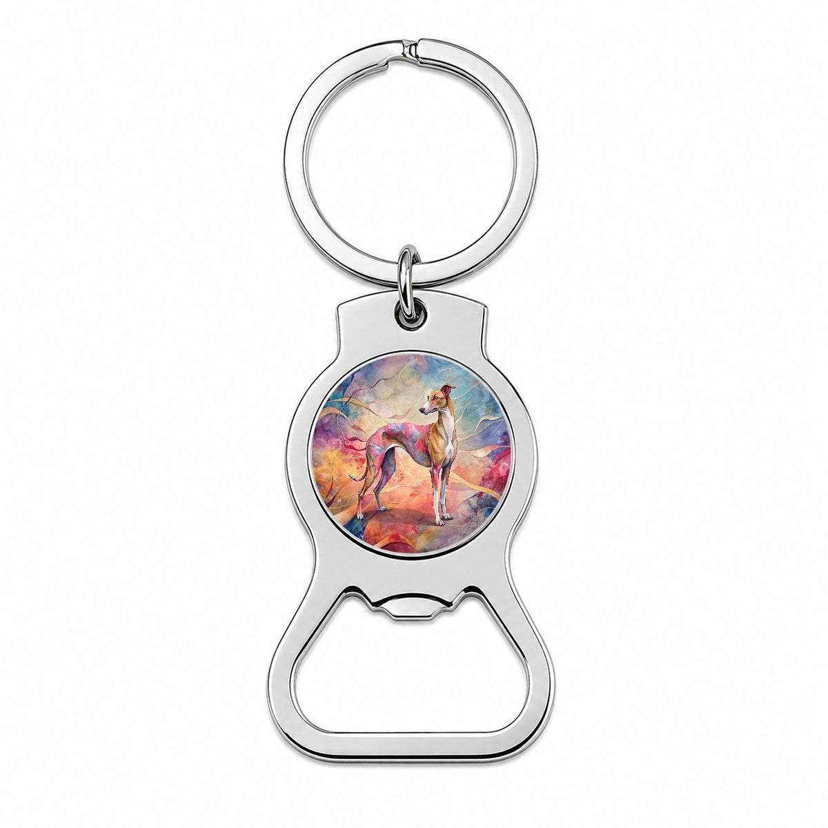 Whippet Dog Contemporary Art Bottle Opener Keychain