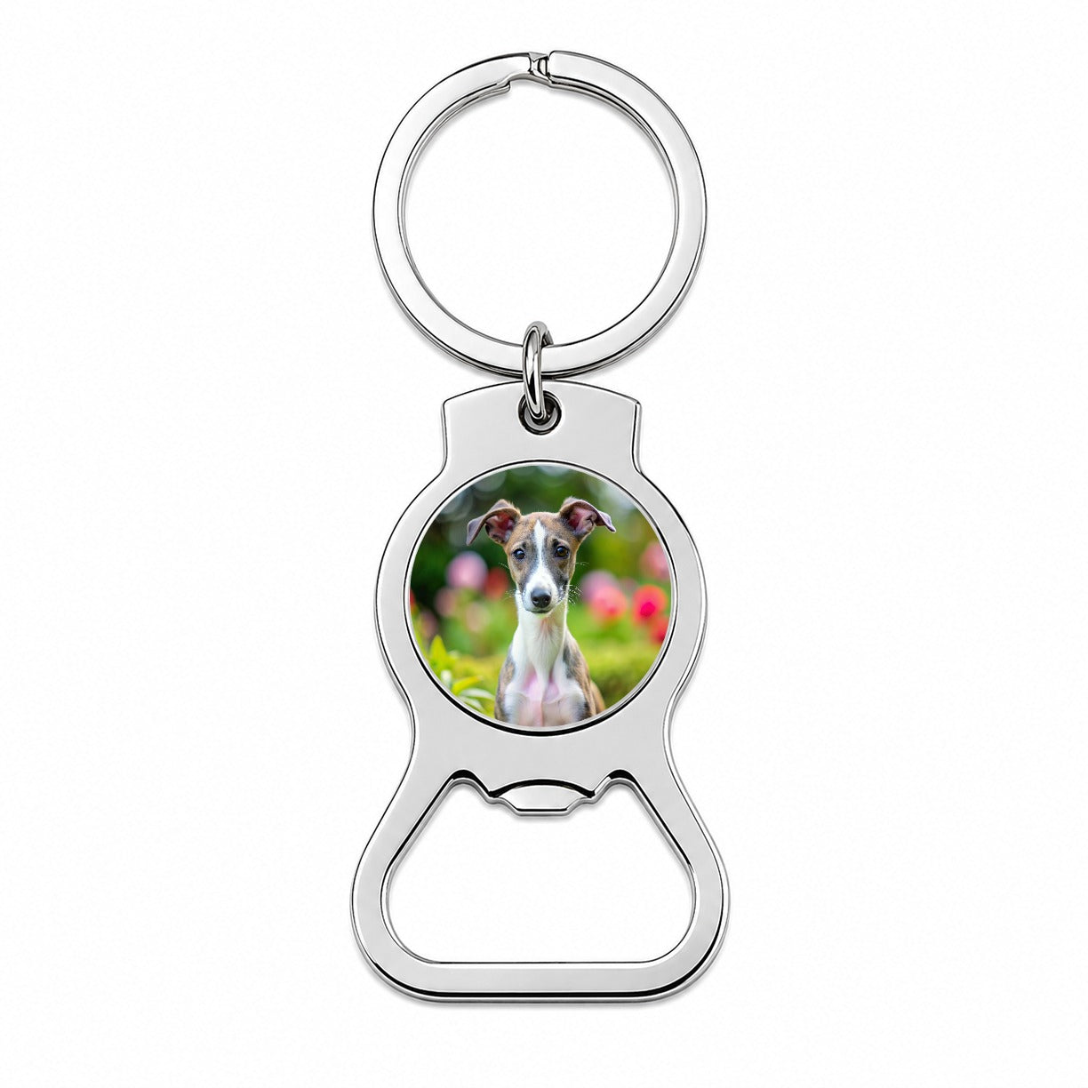 Whippet Dog Puppy Photo Bottle Opener Keychain